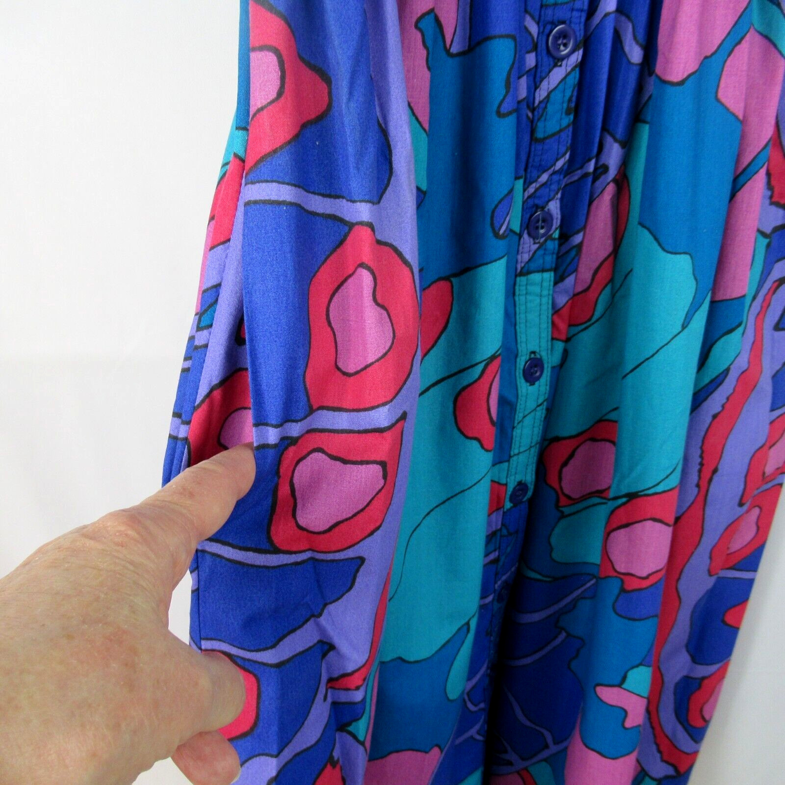 BILL TICE 1970s Designer Printed Smock Dress Size S (Vtg Size 10) Mod Boho NWT