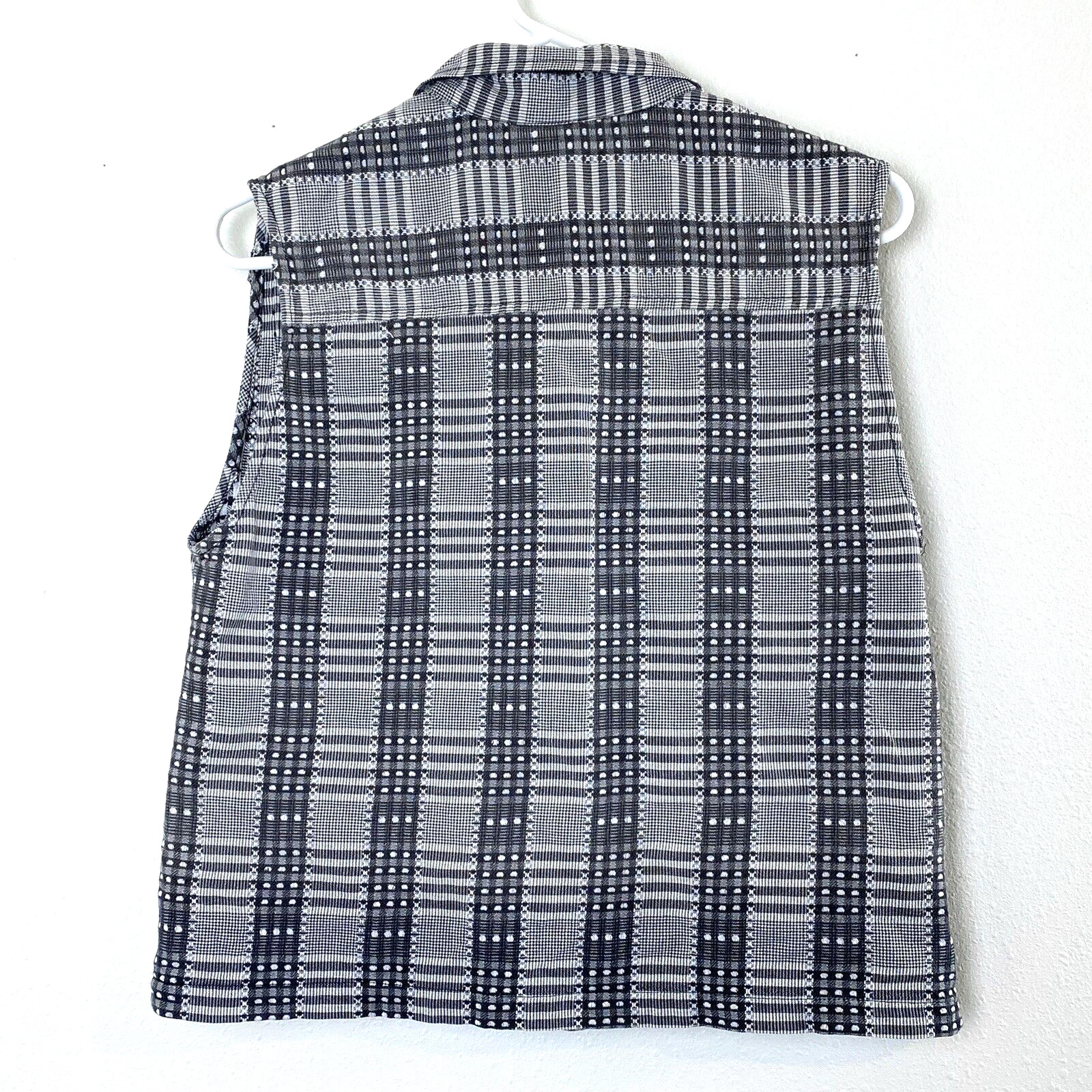 Vintage Christopher & Banks Womens Top & Shorts Set Large Mixed Plaid Check Gray