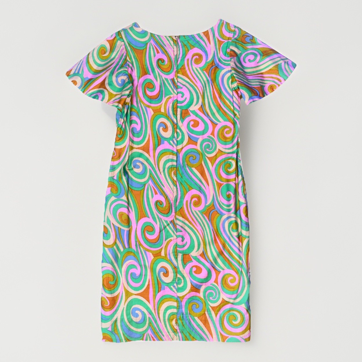 Vintage Tori Richard Hawaii Dress Psychedelic Swirl Neon Rainbow Mod Go Go S/M