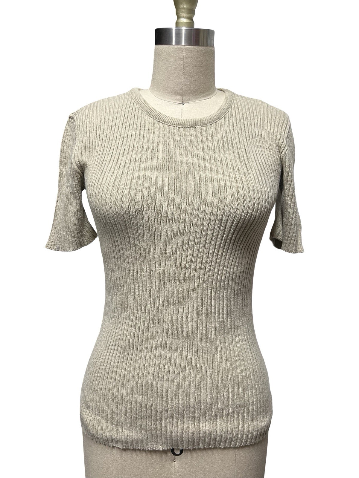 VTG Kenar Womens S Fitted Ribbed Stretch Fit Sweater Blouse Top Cotton USA Made