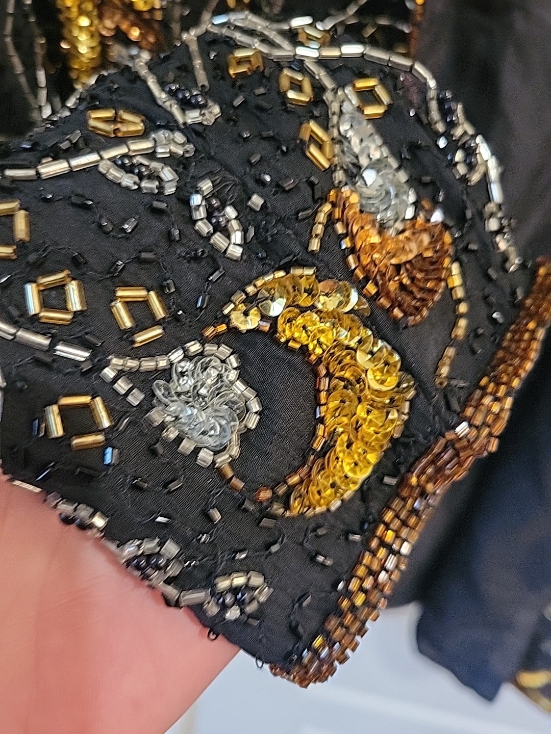 NWT NIGHT VOGUE Vintage gold Sequin & Beaded Jacket Glam Disco 80s 90s M Silk