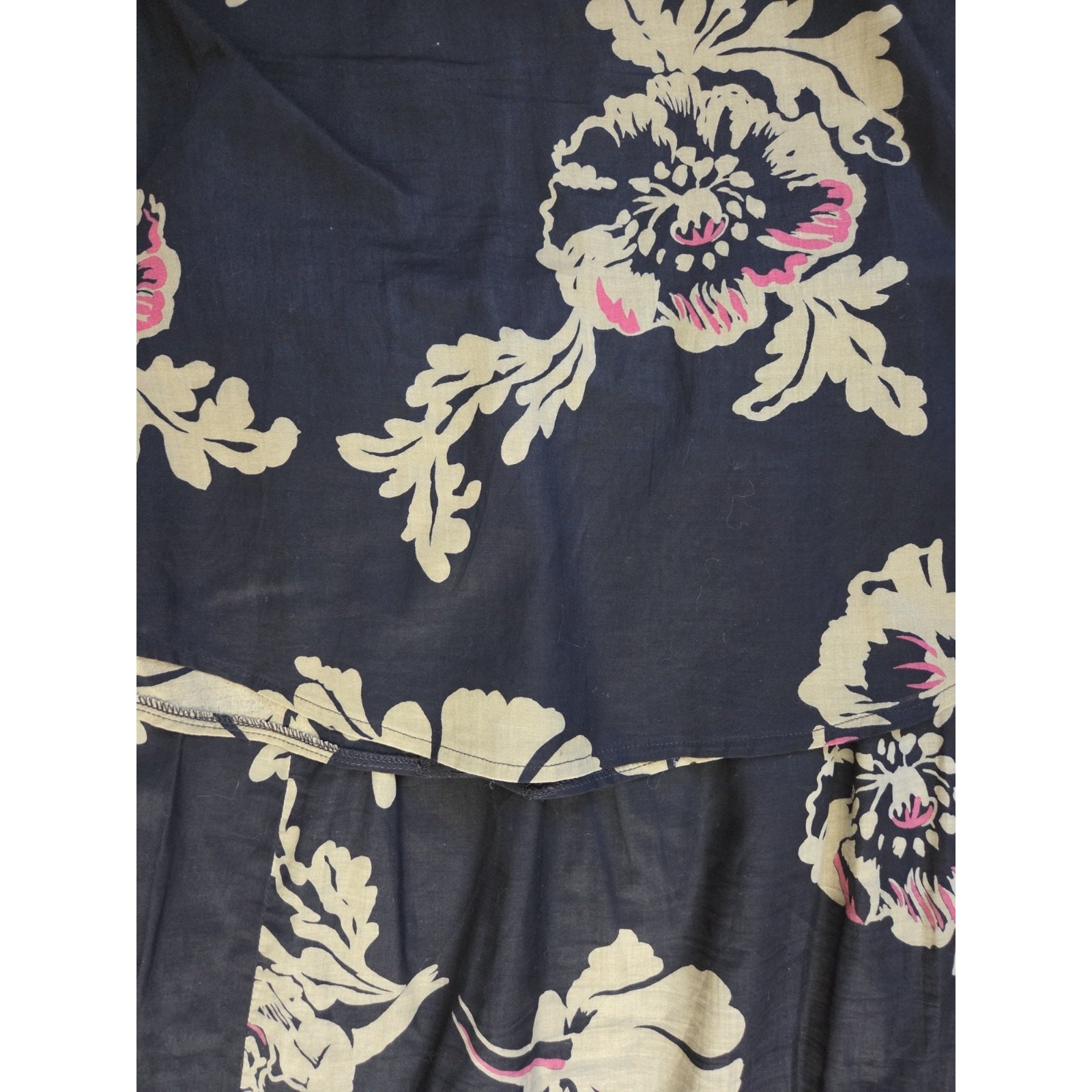 Vintage Joseph Magnin Dark Floral Lightweight 2-Piece Set Skirt and Blouse Sz 14