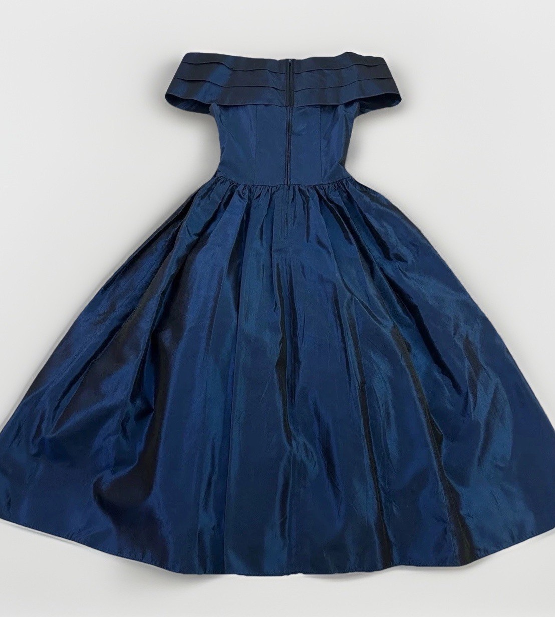 Vintage 80s Gunne Sax Moody Blue Taffeta Tulle Lined Party Dress SZ 9