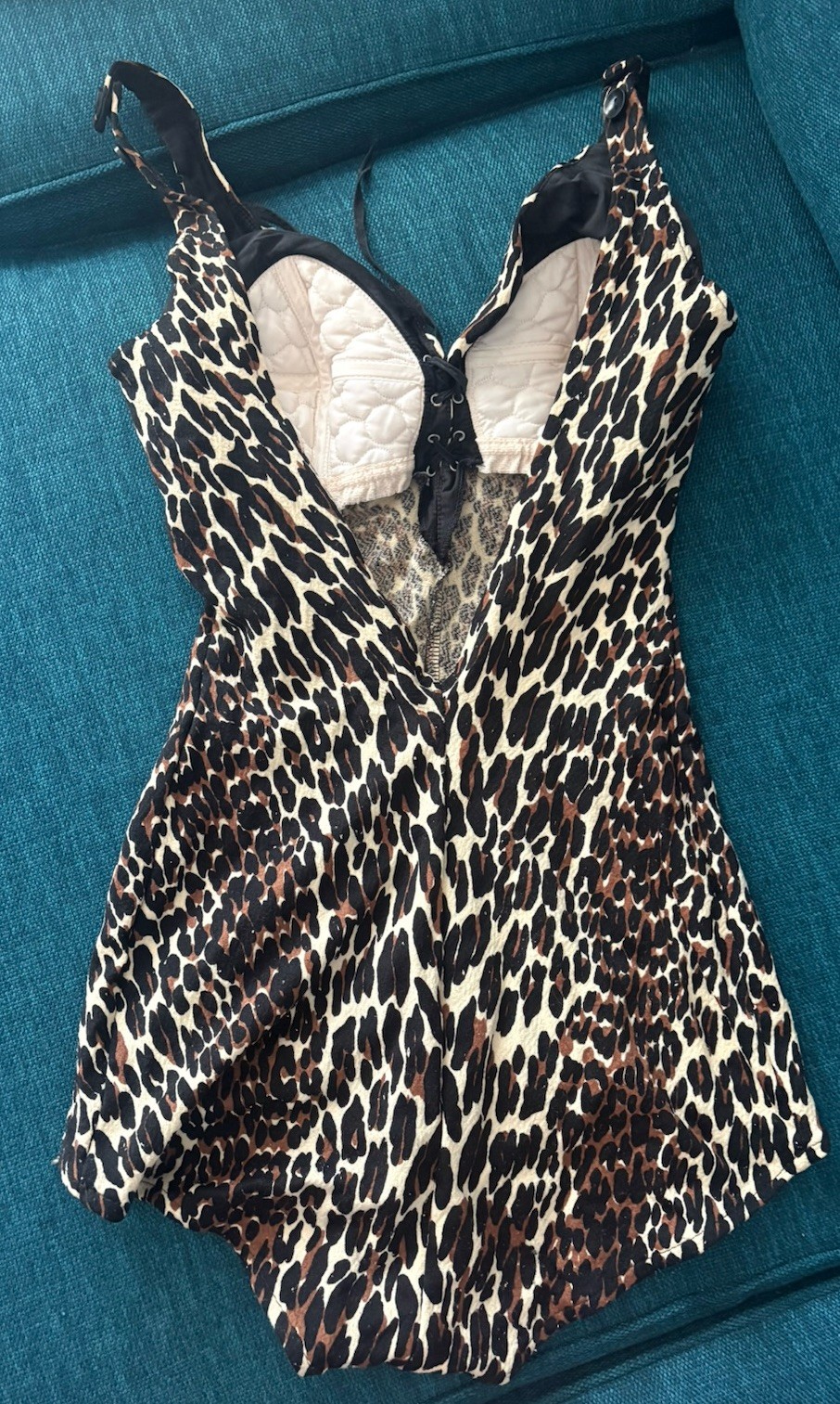 Vintage 1960s Pinup Cole of California Leopard Print Swimsuit One Piece Small