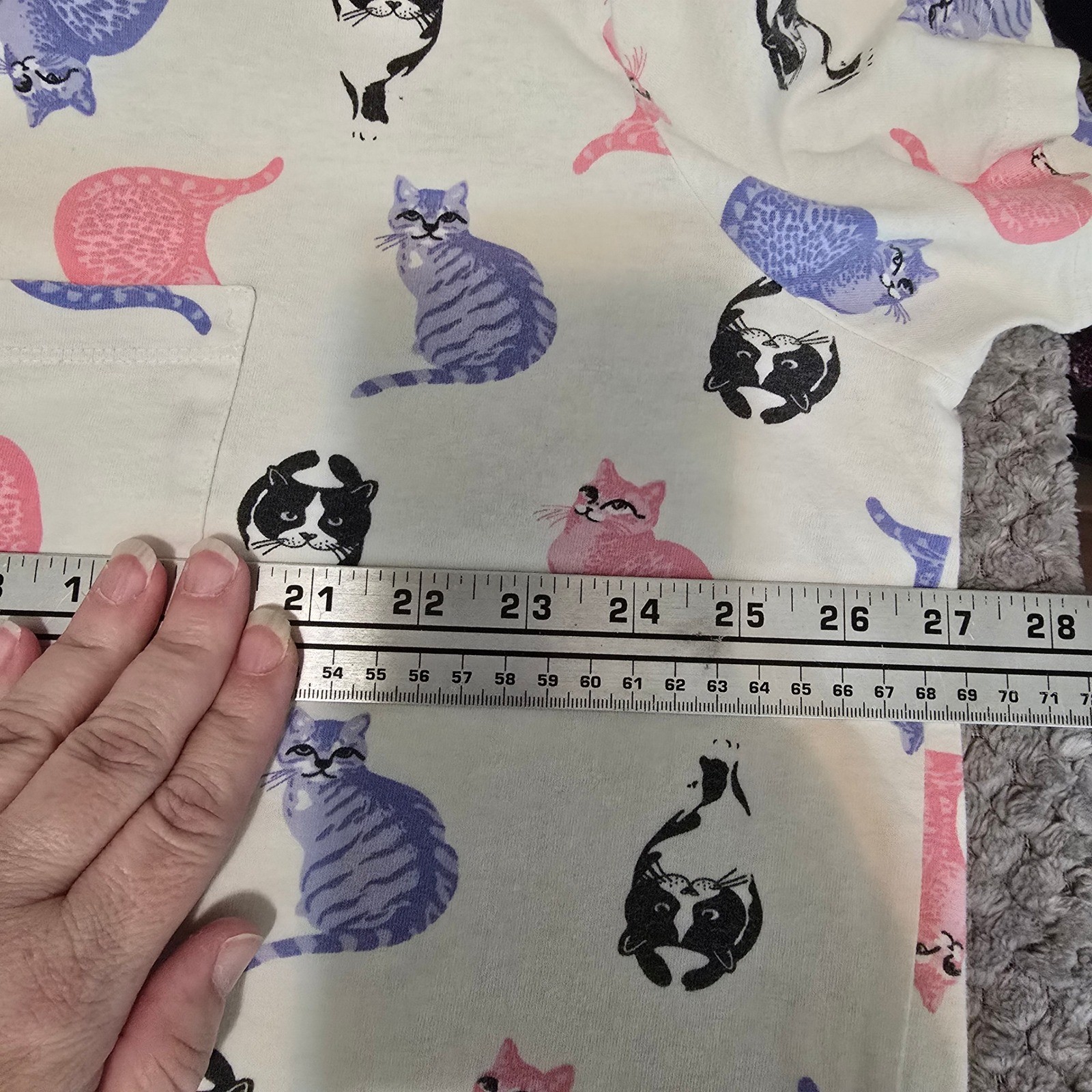 Vintage Simply Basic Cat Night Shirt One Size Fits Most Cotton Graphic Sleepwear