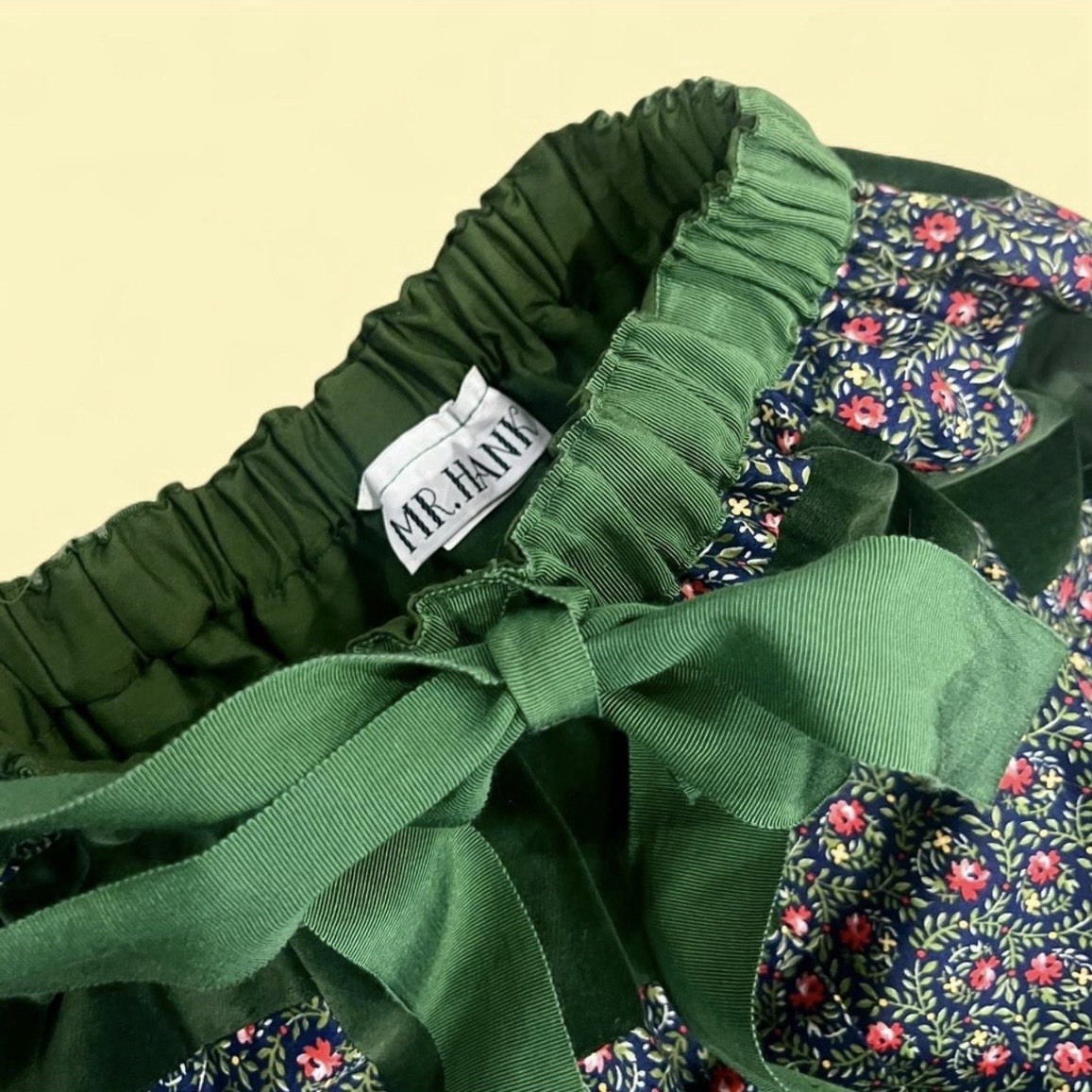 Vintage Mr. Hank Patchwork Maxi Skirt Velvet Floral Green Cottagecore 70s