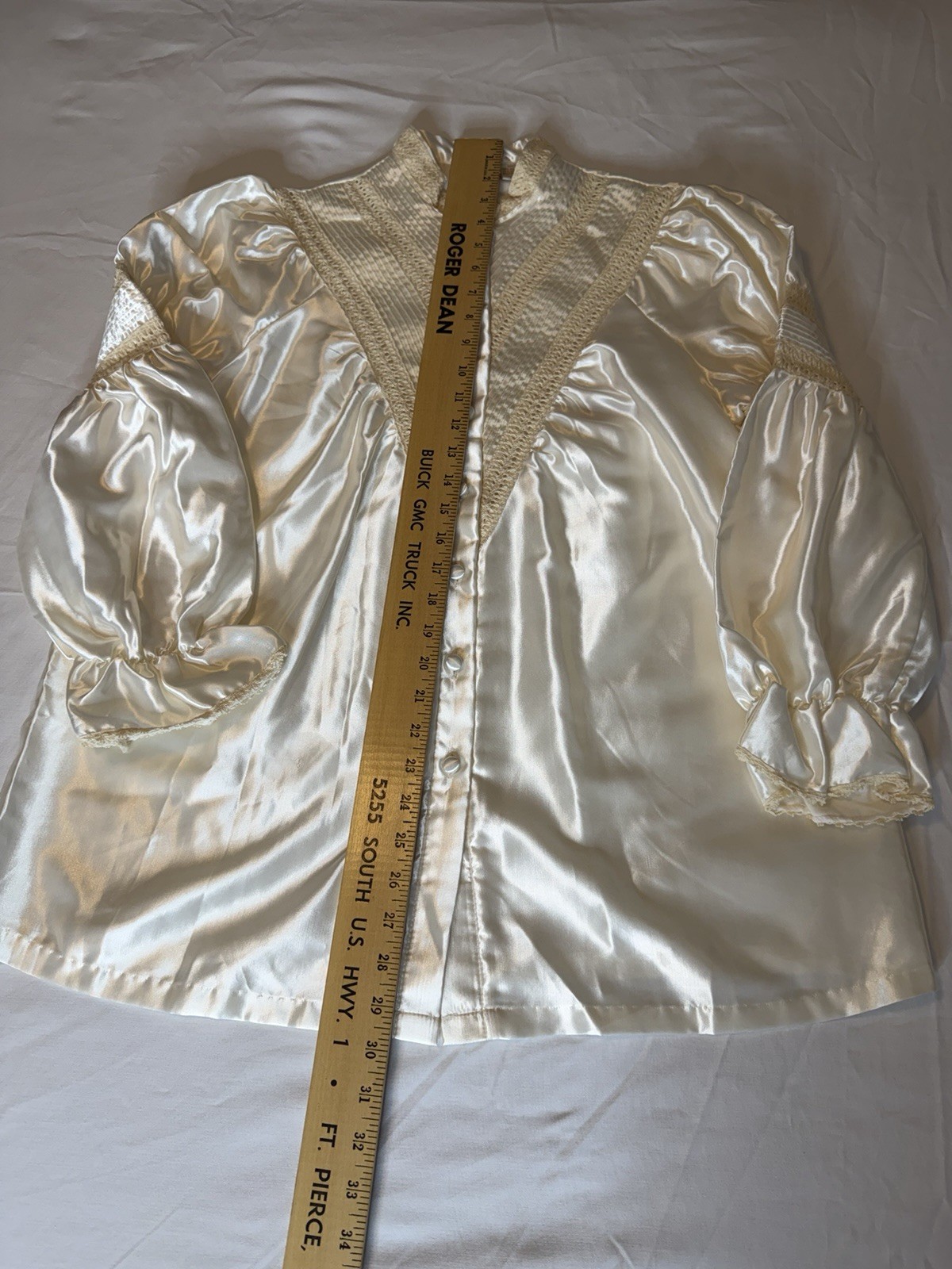 Vintage 80s Ilise Stevens Cream Satin Bridal Pajama Set M Theater Costume