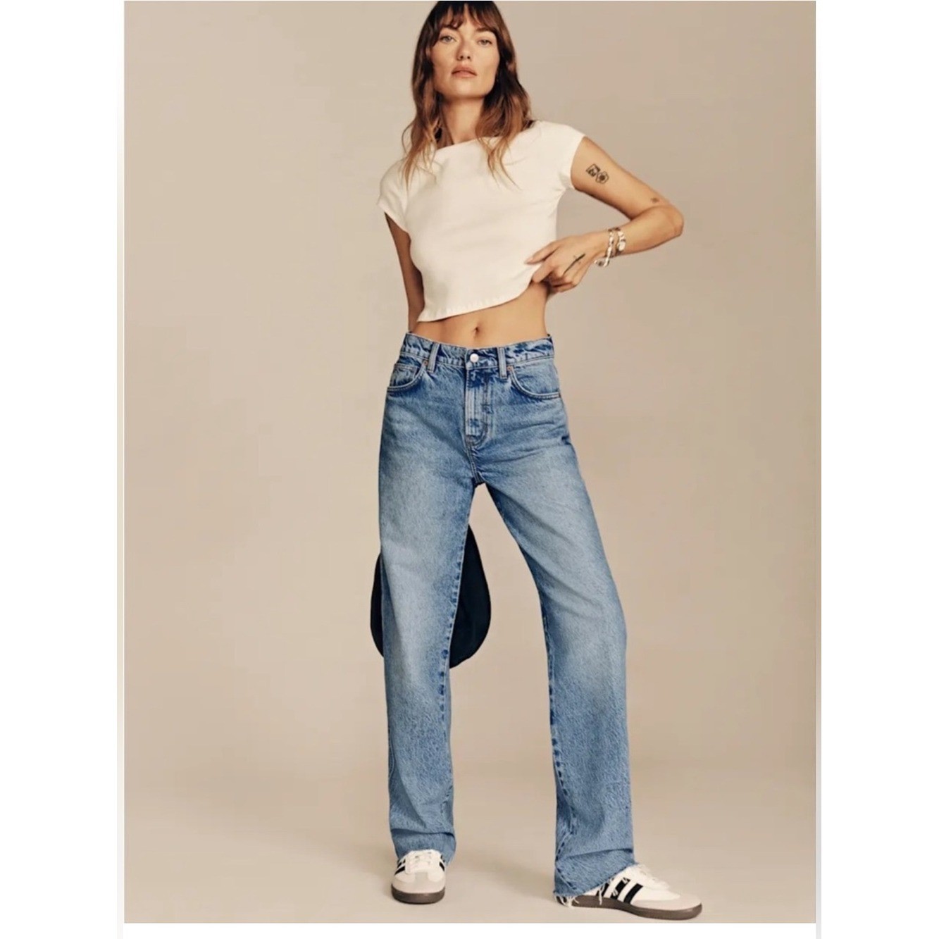 Reformation Jeans Val 90s Mid-Rise Straight Leg Colorado Wash Raw Hems 29