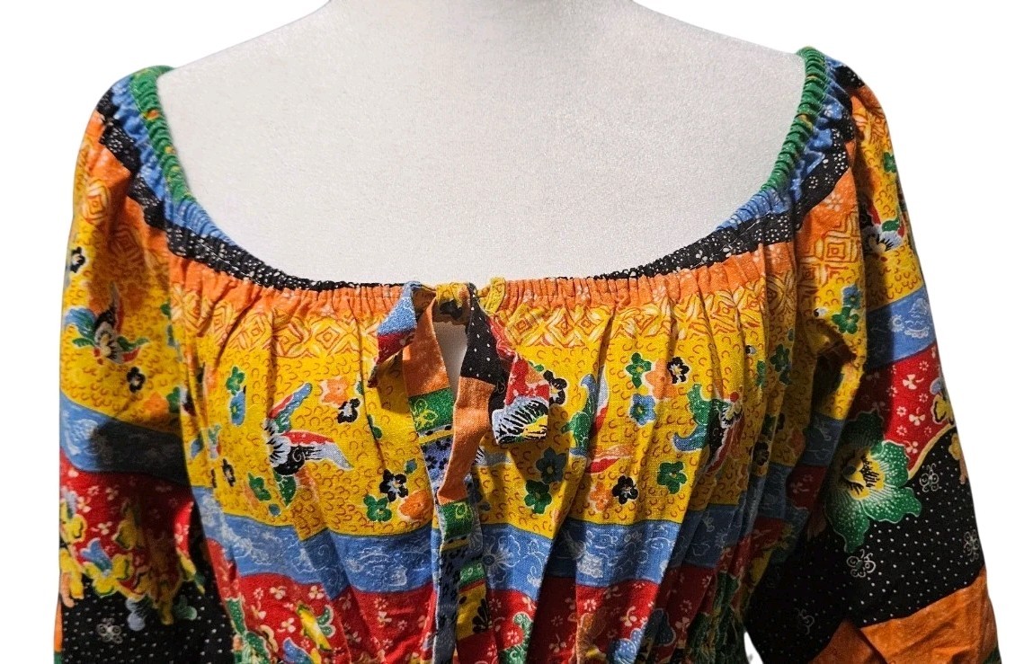 Vtg Gillies Dress Medium Boho Prairie Peasant Cottagecore Floral Cotton Maxi