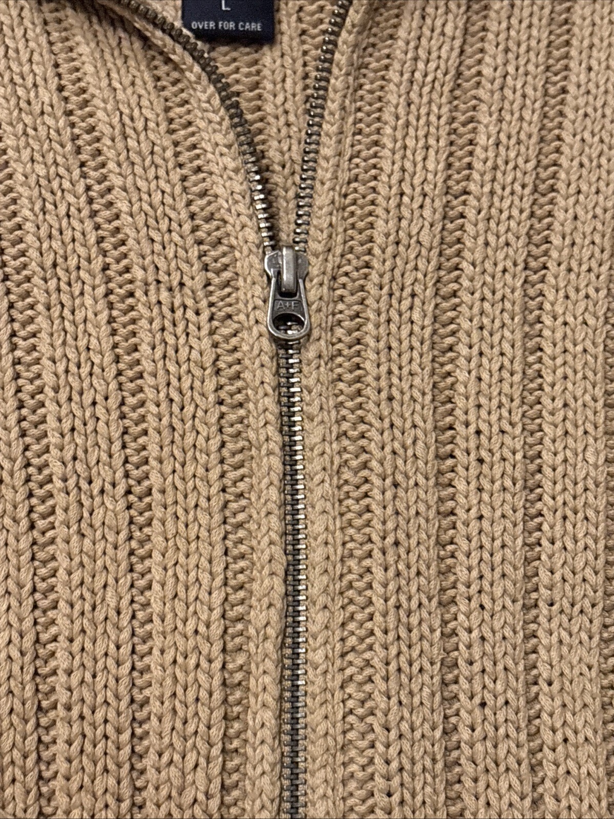 Vintage Women’s Abercombie 90s Y2K Zip Up Cardigan Preppy Sweater Carmel Large