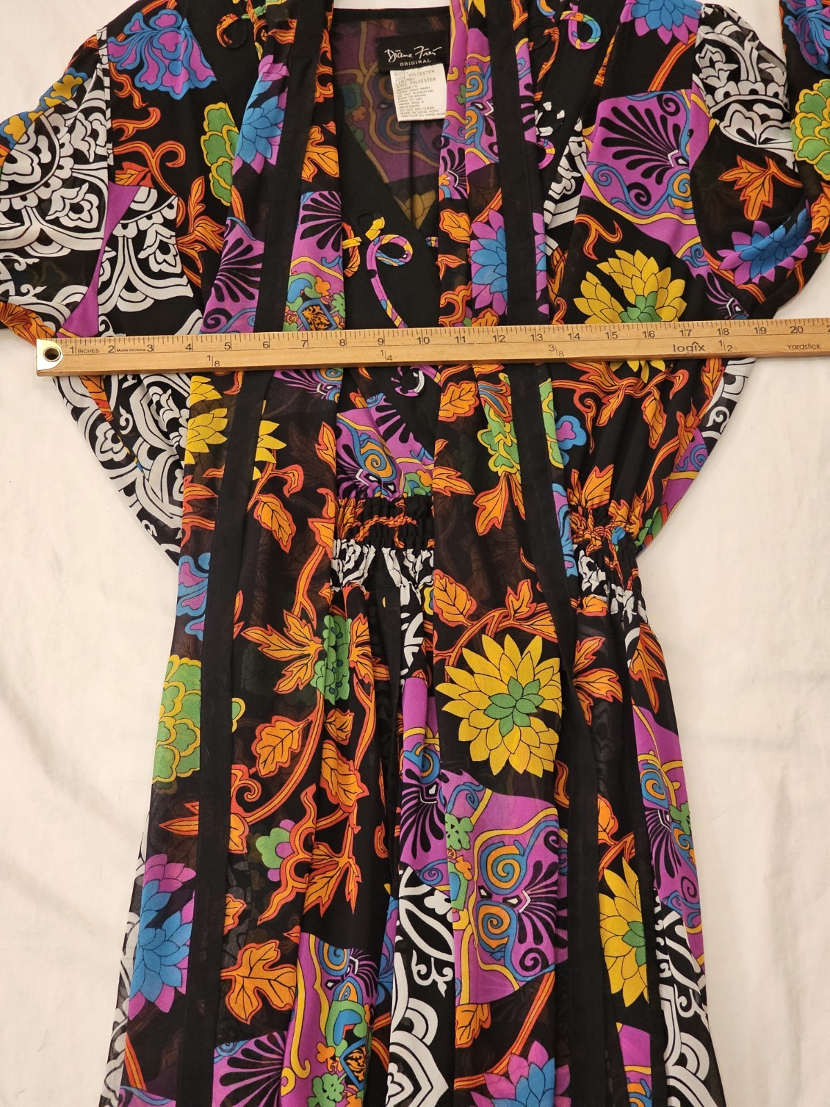 Vtg 80s Diane Freis Original Georgette Dress w/Scarf Sz S RARE 1 OF A Kind