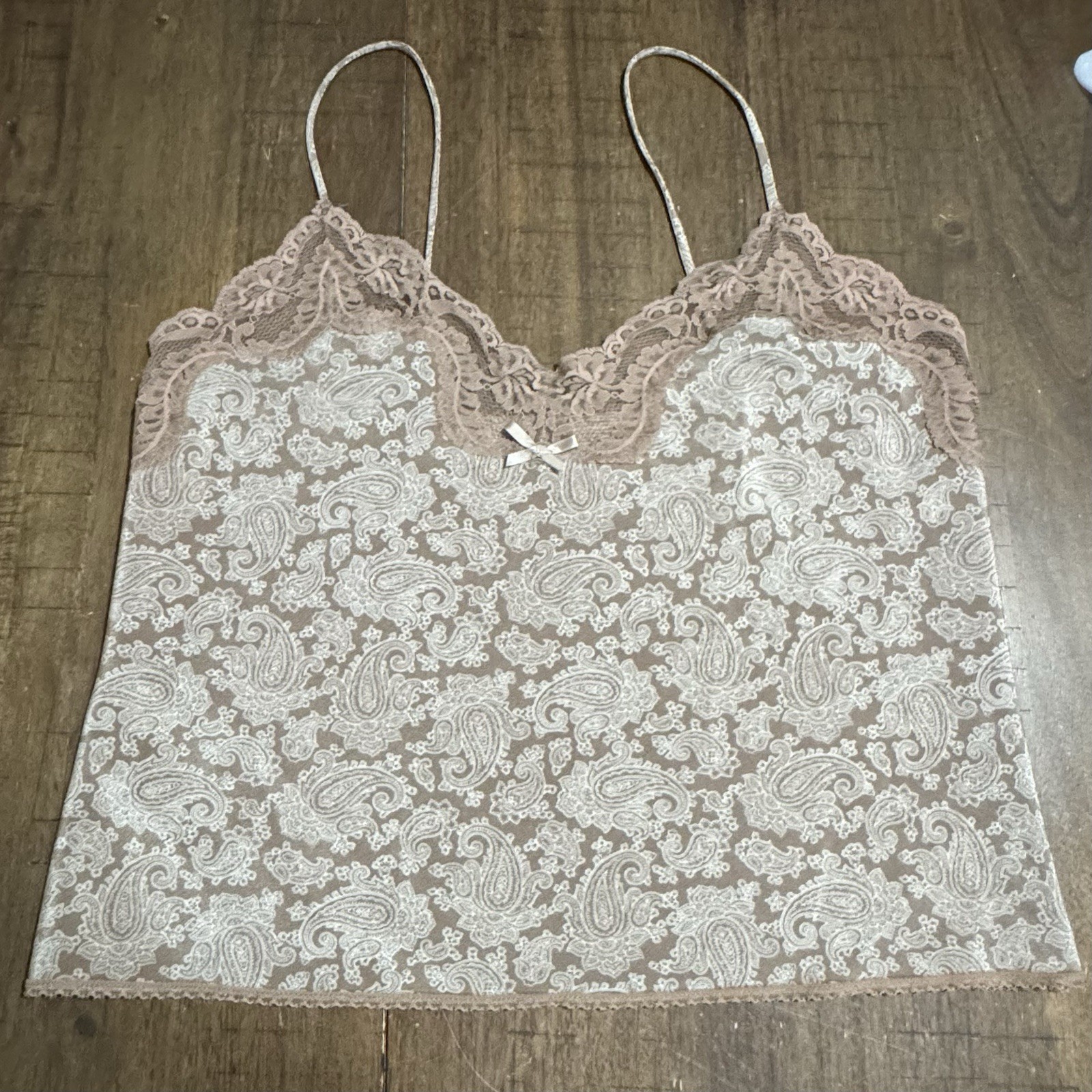 Vtg 80s Escapades Camisole Women’s Sz Medium Paisley Lace Bodice Made USA EUC!