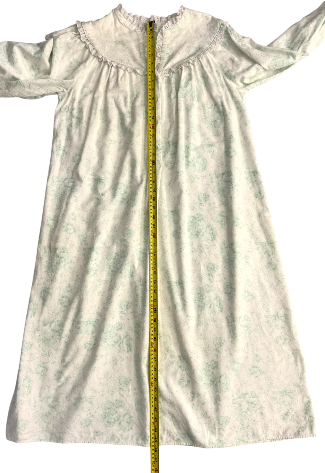 Vintage Lanz Of Salzburg Flannel Long Green Floral White Cottagecore Size S