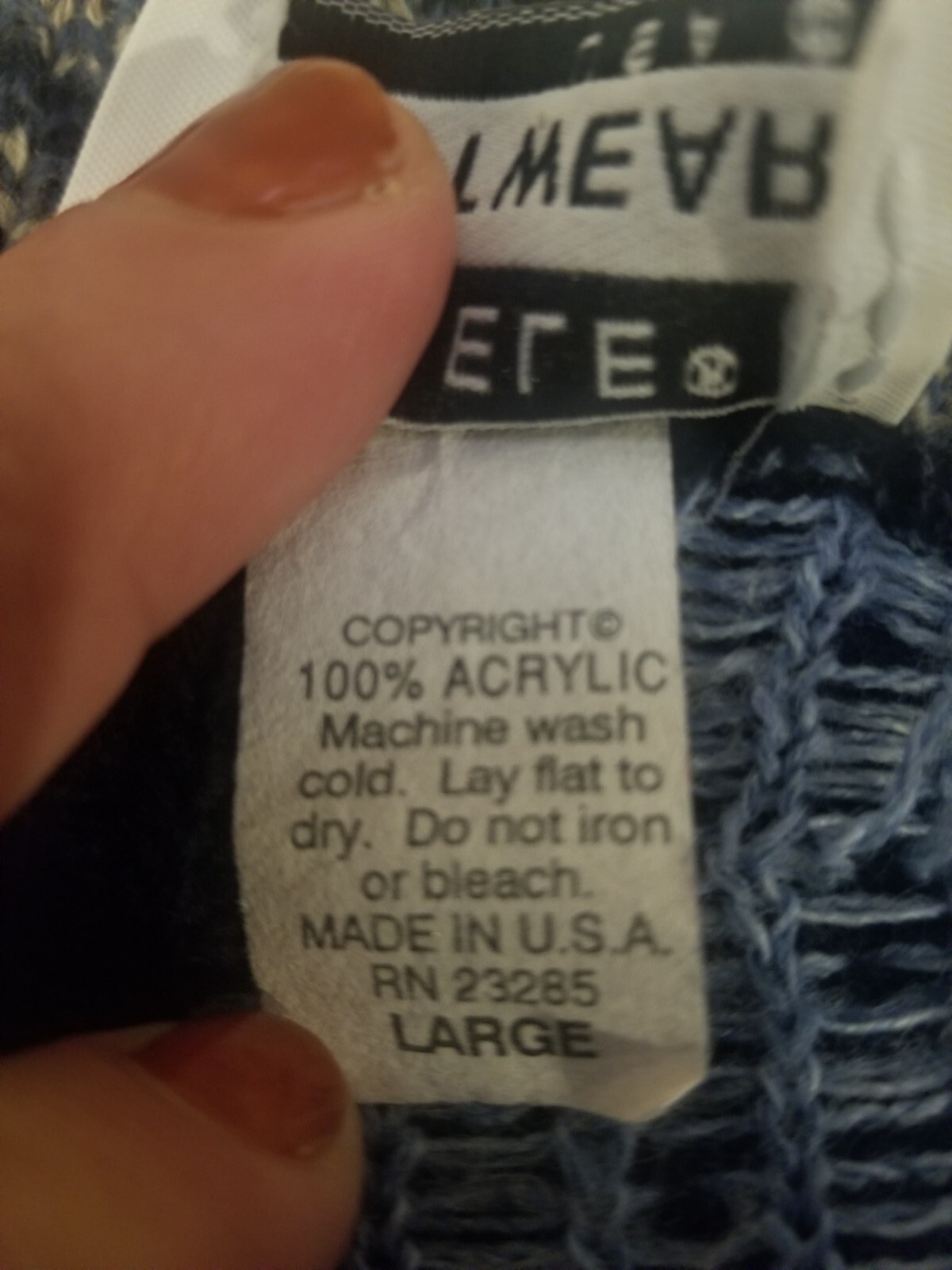 Vintage Adele Sweater Large Knitwear Blue Hearts Flowers MadeInUSA 46″B/27″L EUC