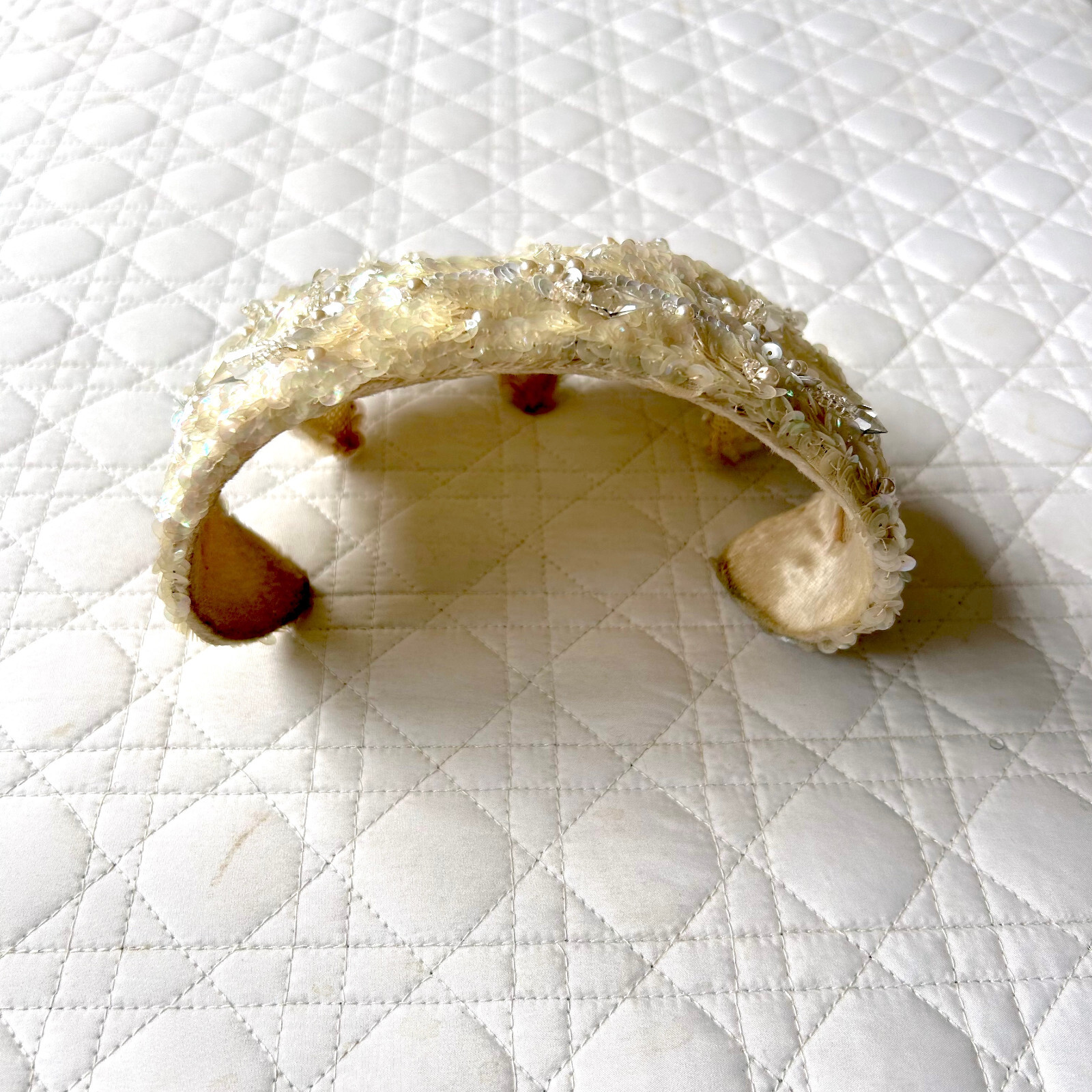 Vintage 1950s Angelic Sequin Beaded Wedding Headpiece Gatsby Downton Deco Vibe