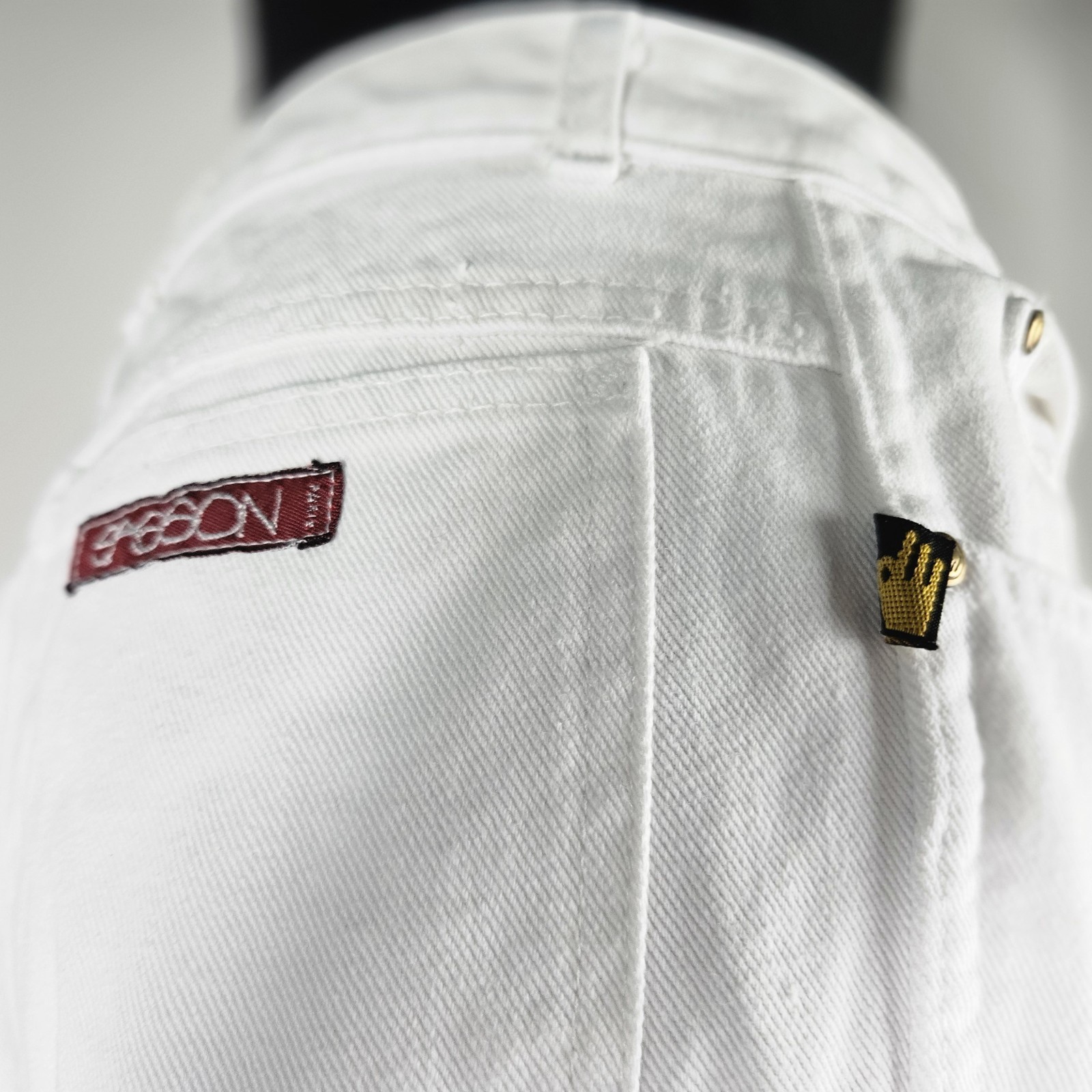 Rare Vintage 70s Early 80s SASOON White Denim Jeans 42 TALON ZIPPER Relaxed Fit