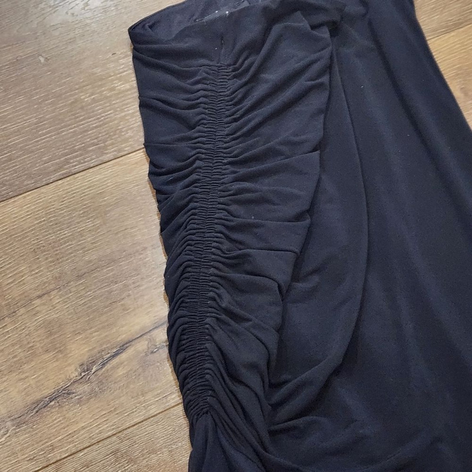 Vtg Y2K Bebe One Shoulder Ruched Tiered Fairy Black Mini Dress Med whimsygoth