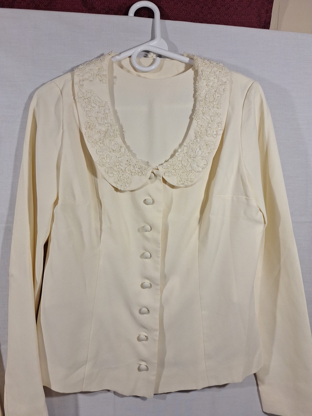 Vintage 60s-70’s 3 Pc Cream Suit Jacket Sleeveless Top Skirt Hand Made EVC