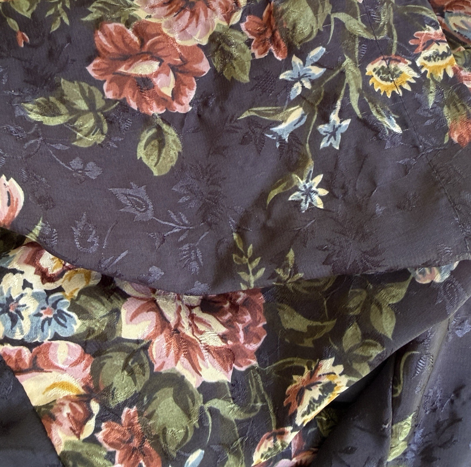 Vtg Val Mode Floral Satin Night Shirt Size L Gown Blue Short Sleeve Button Front