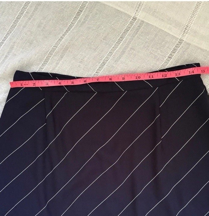 Pendleton Vintage Dark Navy and White Pinstriped Midi Skirt