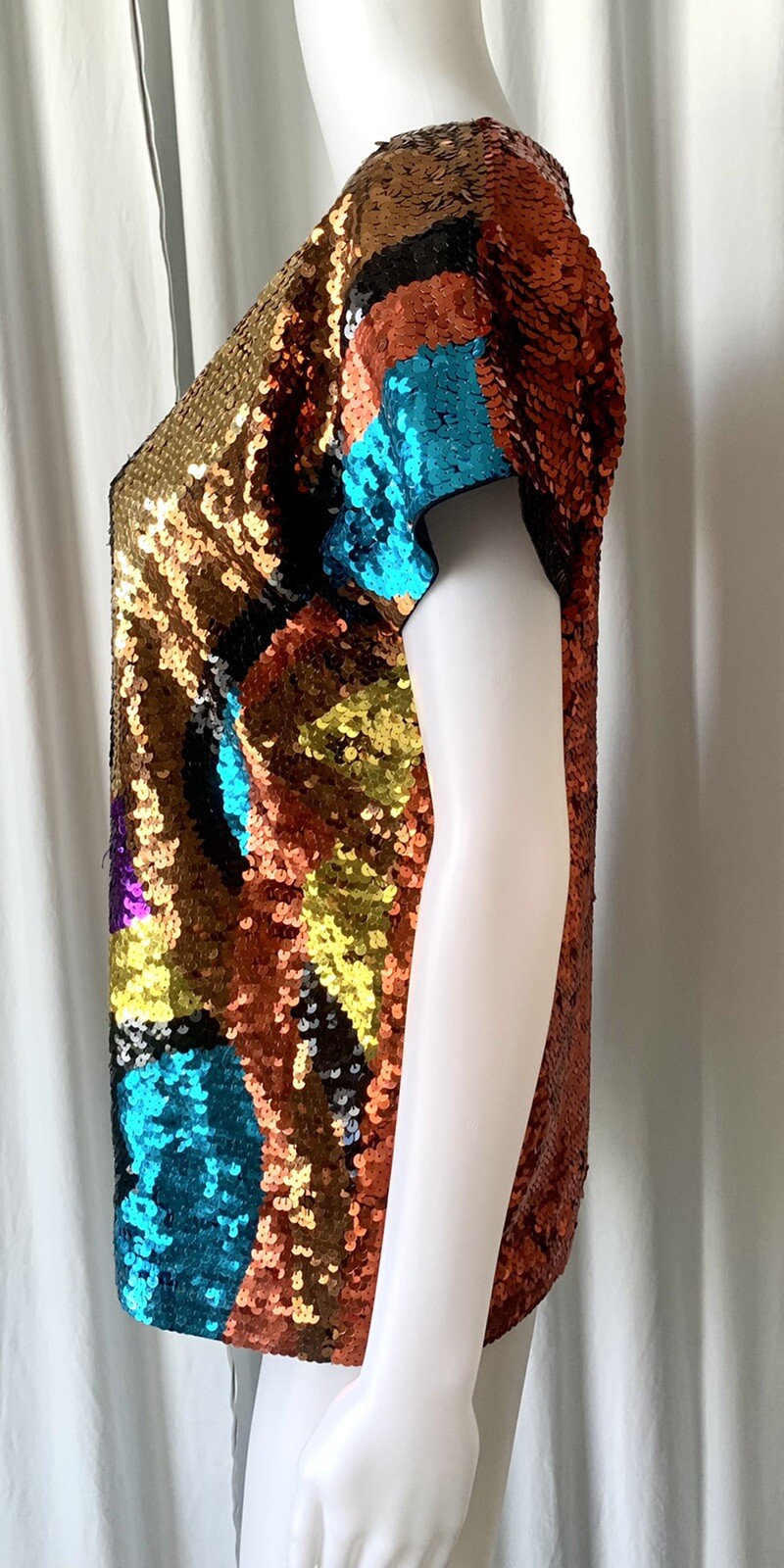 Vintage Cedars sequins abstract top disco S/M
