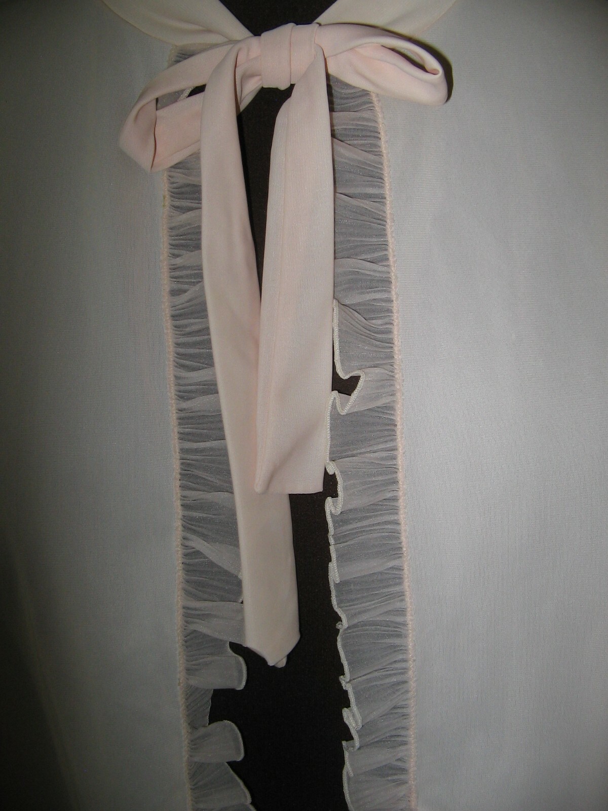 Vintage Vanity Fair Bed Jacket Large Nylon Peachy Pink Pleated Ruffle Sissy MCM