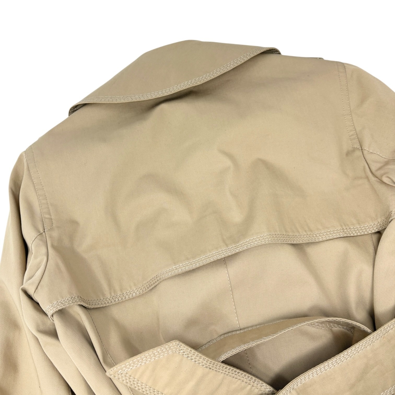 CELINE Vintage Trench Coat Jacket #M Beige Cotton Gold Logo Button