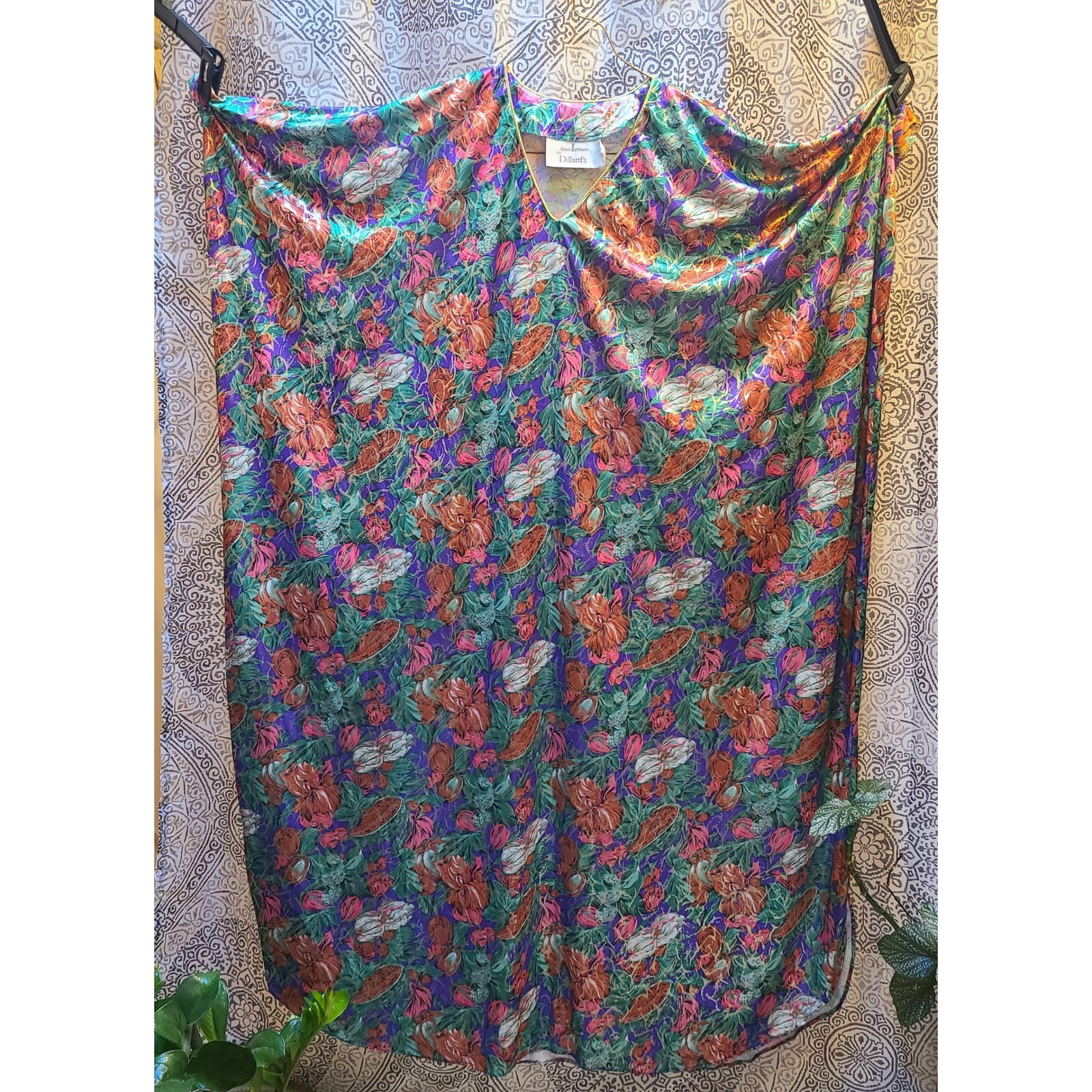 David Brown for Dillard’s Mumu Kaftan Women OS Multicolor Vintage Floral Gold