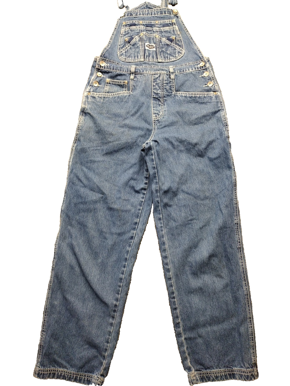 VTG RVT Denim Straight Leg Light Wash Jean Carpenter Bib Overalls Women’s M Y2K
