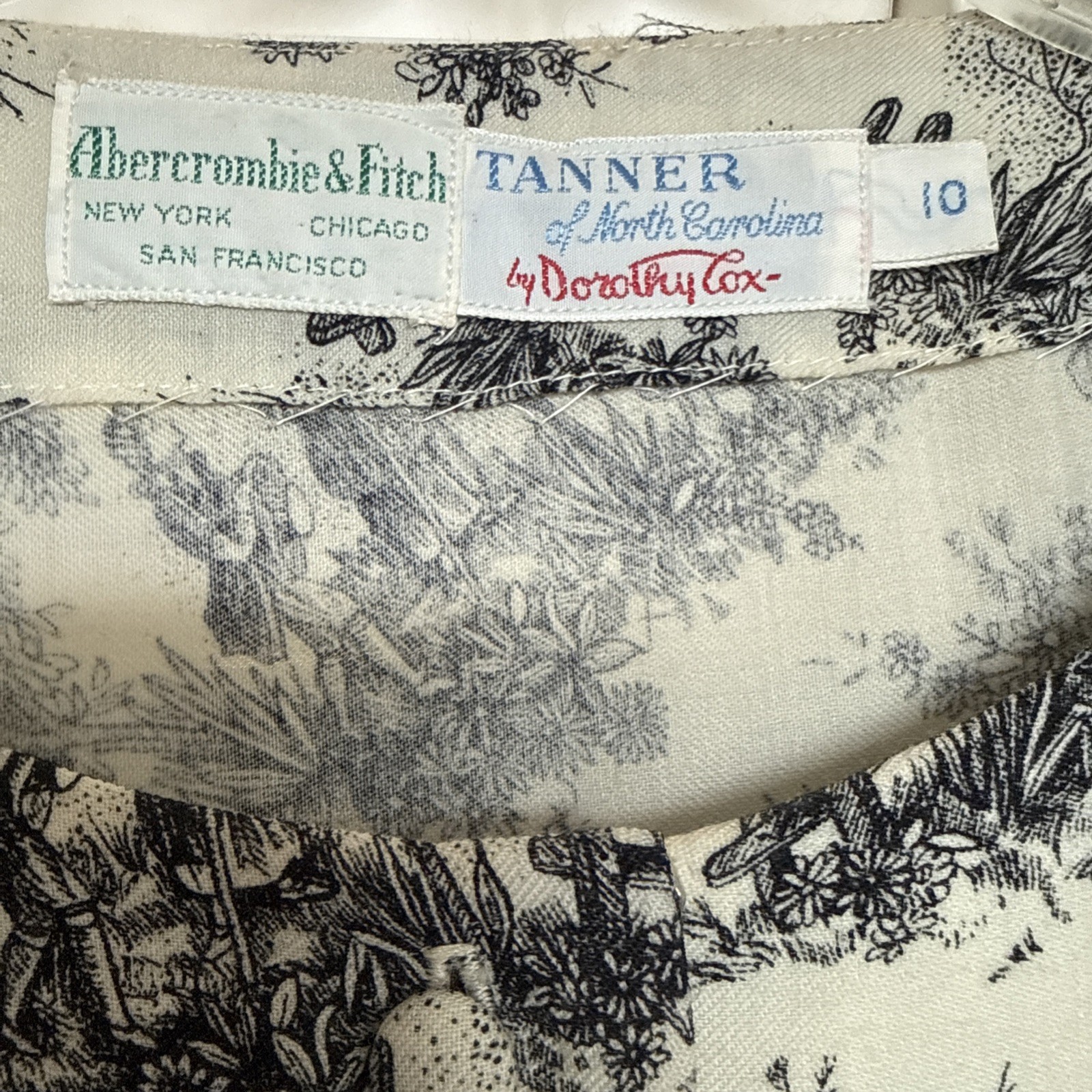 RARE Vintage Abercrombie & Fitch Tanner Dorothy Cox Dress Toile Fabric 10 EUC