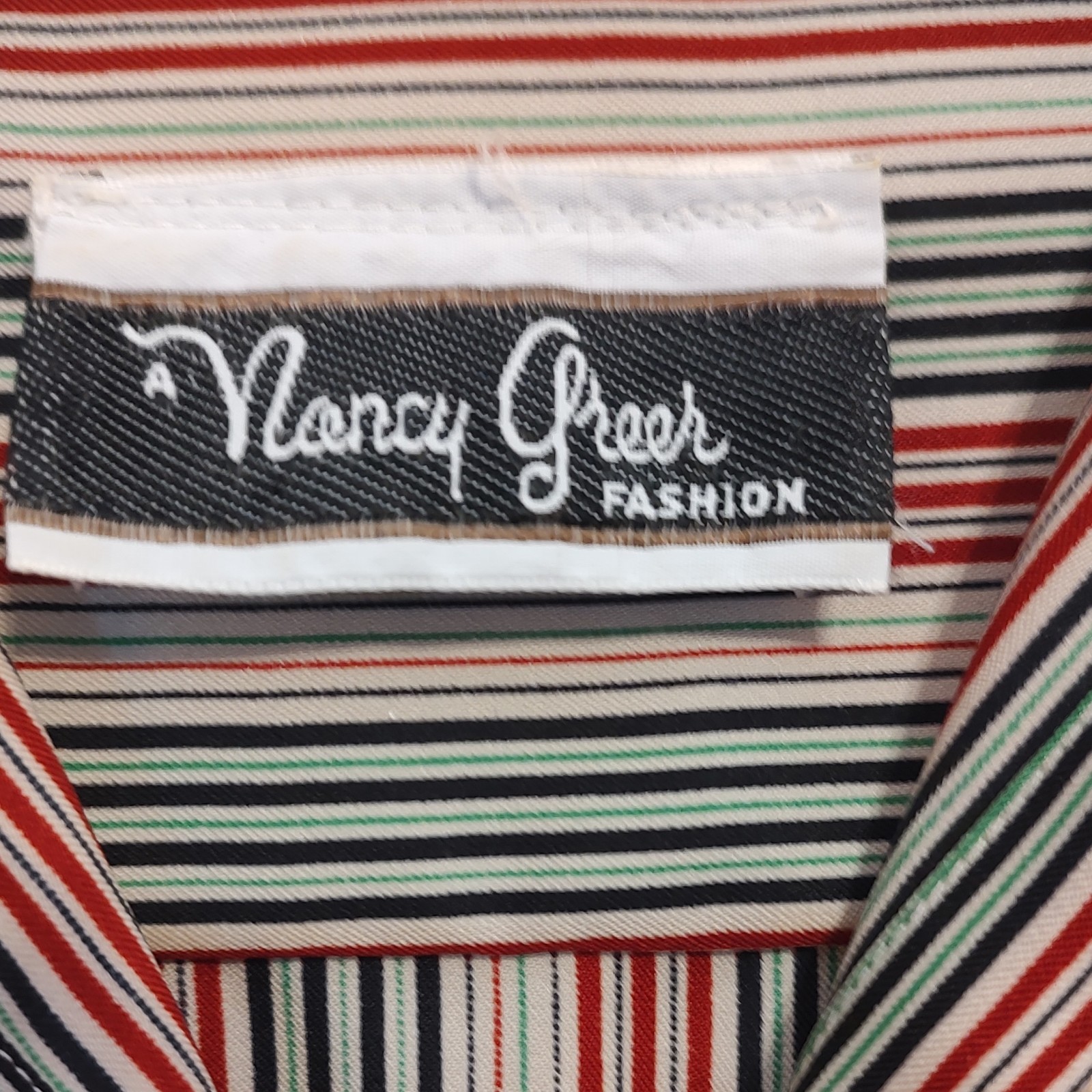 Nancy Greer Striped Ployester Day Dress Vintage 1970’s Union Label USA SZ 12