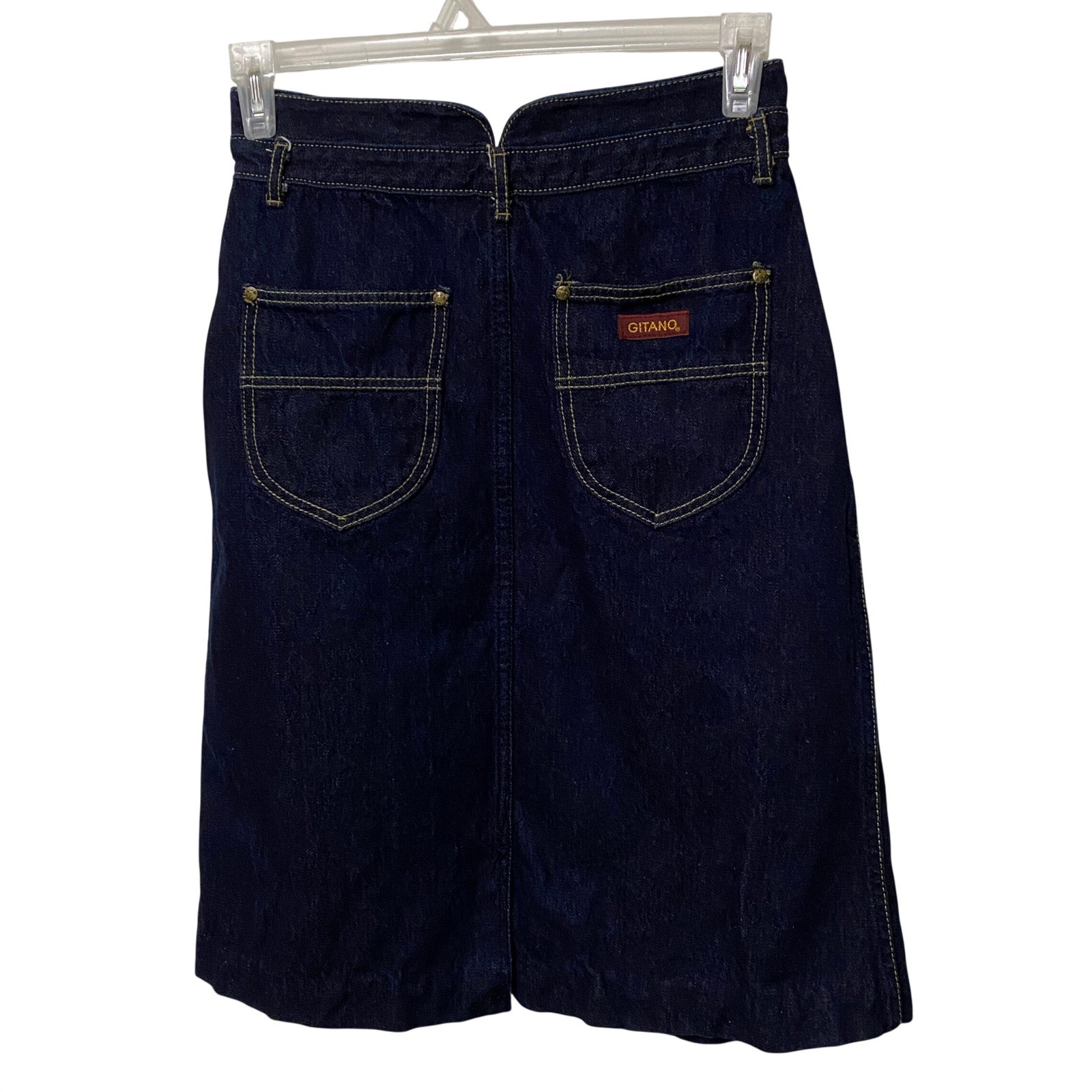 Vtg 80s Gitano A-line Denim Skirt Granola Chic Clean Girl Modest Dark Blue Wash