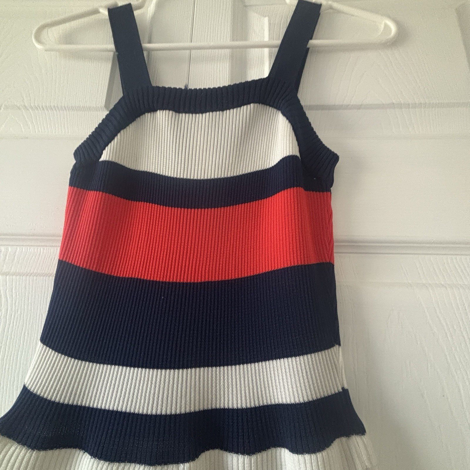 Vtg 70s Roncelli 5/6 Blue White Red Fit & Flare Maxi Dress Mod Retro w/ Scarf
