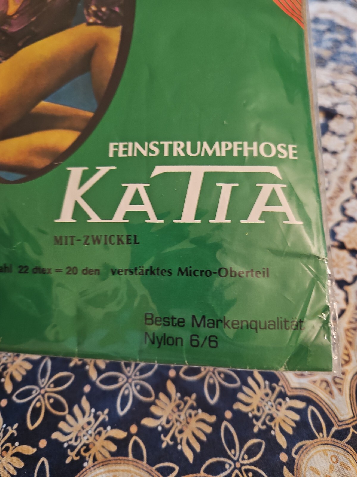 NOS VTG 1960s/70s Feinstrumpfhose KATIA Nylon 6/6 MADE IN ITALY 20 Den Krepp NEW