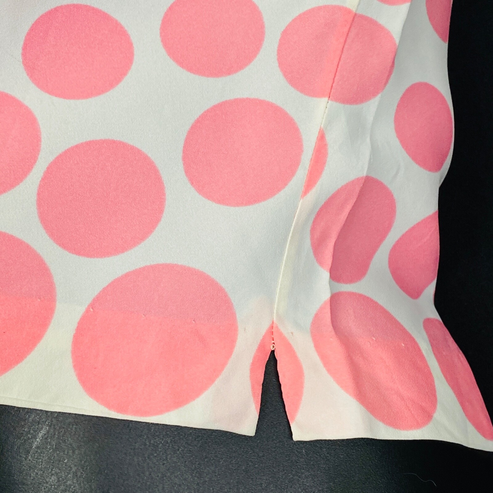 Vintage 1960s white pink polka dot blouse sleeveless crop top shirt pin-up mod S