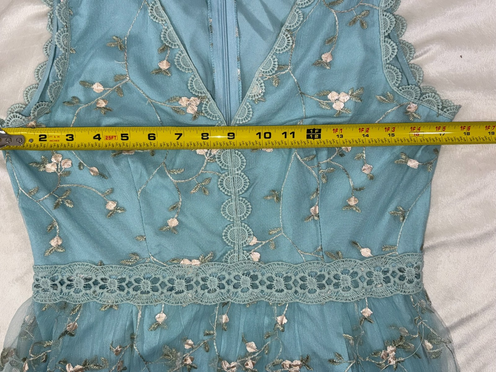 Fairycore Blue Embroidered Mesh Maxi Dress Women’s Large Cottagecore