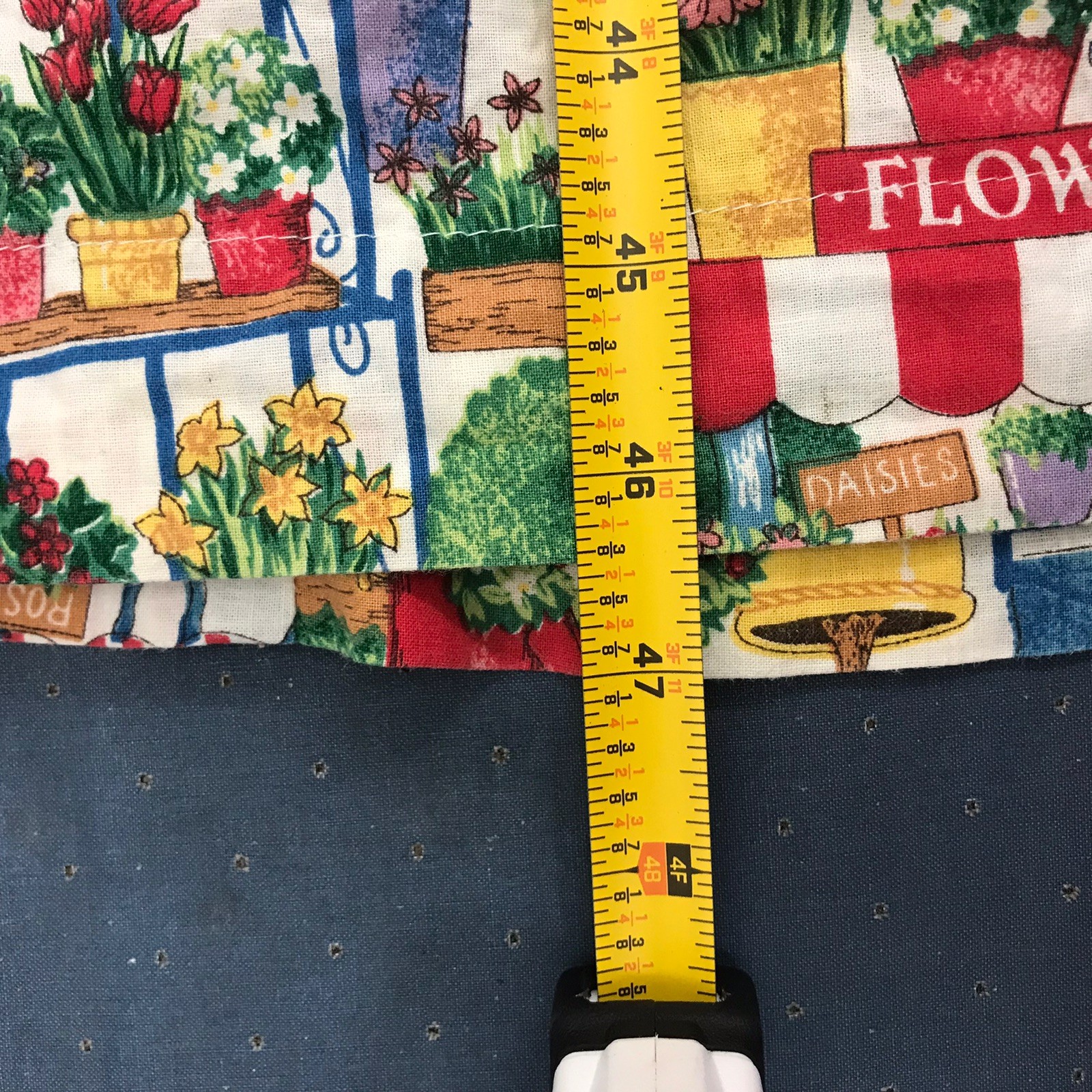VTG Apron Dress Pinafore Mid Length Flower Garden Plants Pockets READ Sz L