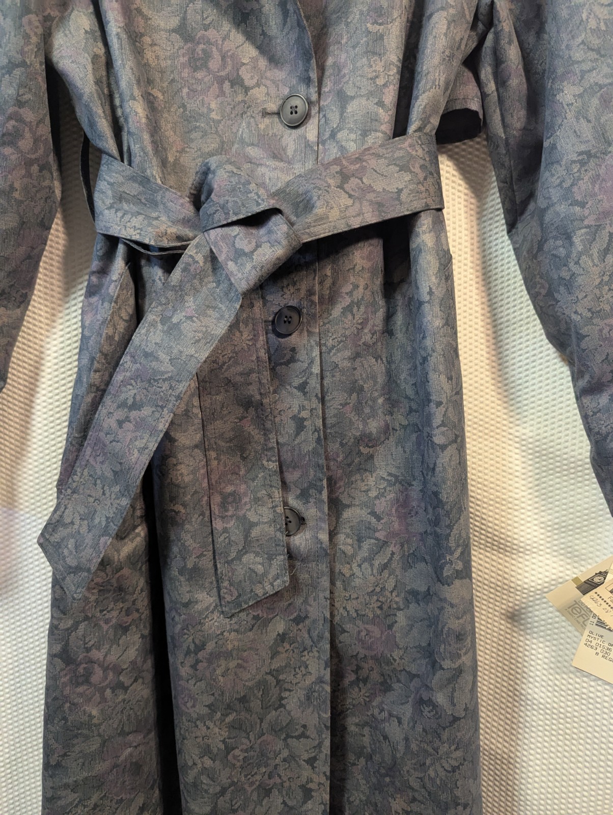 New Old Stock Vintage London Fog Floral Teflon Trench Rain Coat Size 8 Regular