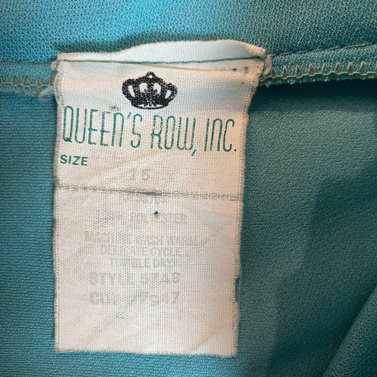 Queen’s Row, Inc Vintage Turquoise/Cream Pleated Skirt Dress Women’s 16