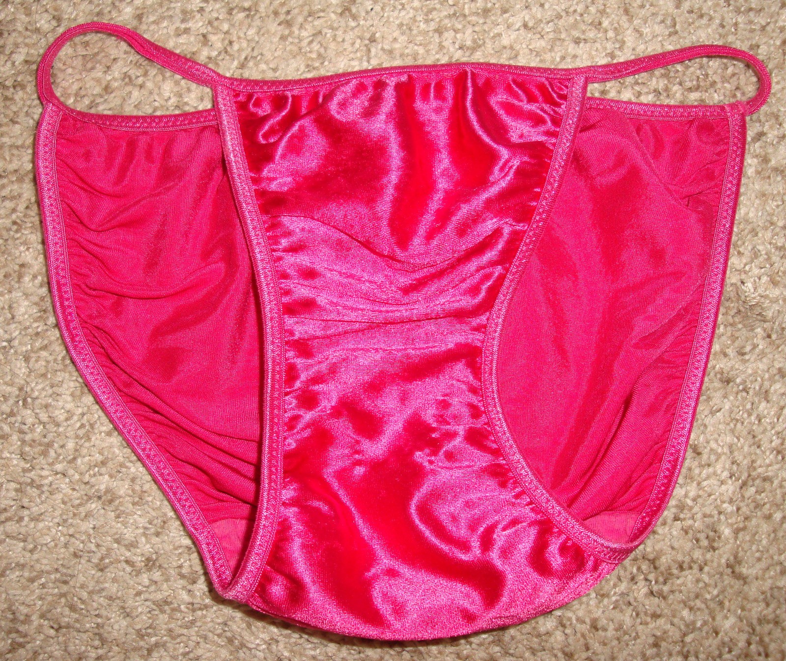 Victoria’s Secret S Bright Pink Second Skin Satin String Bikini Vintage 2001