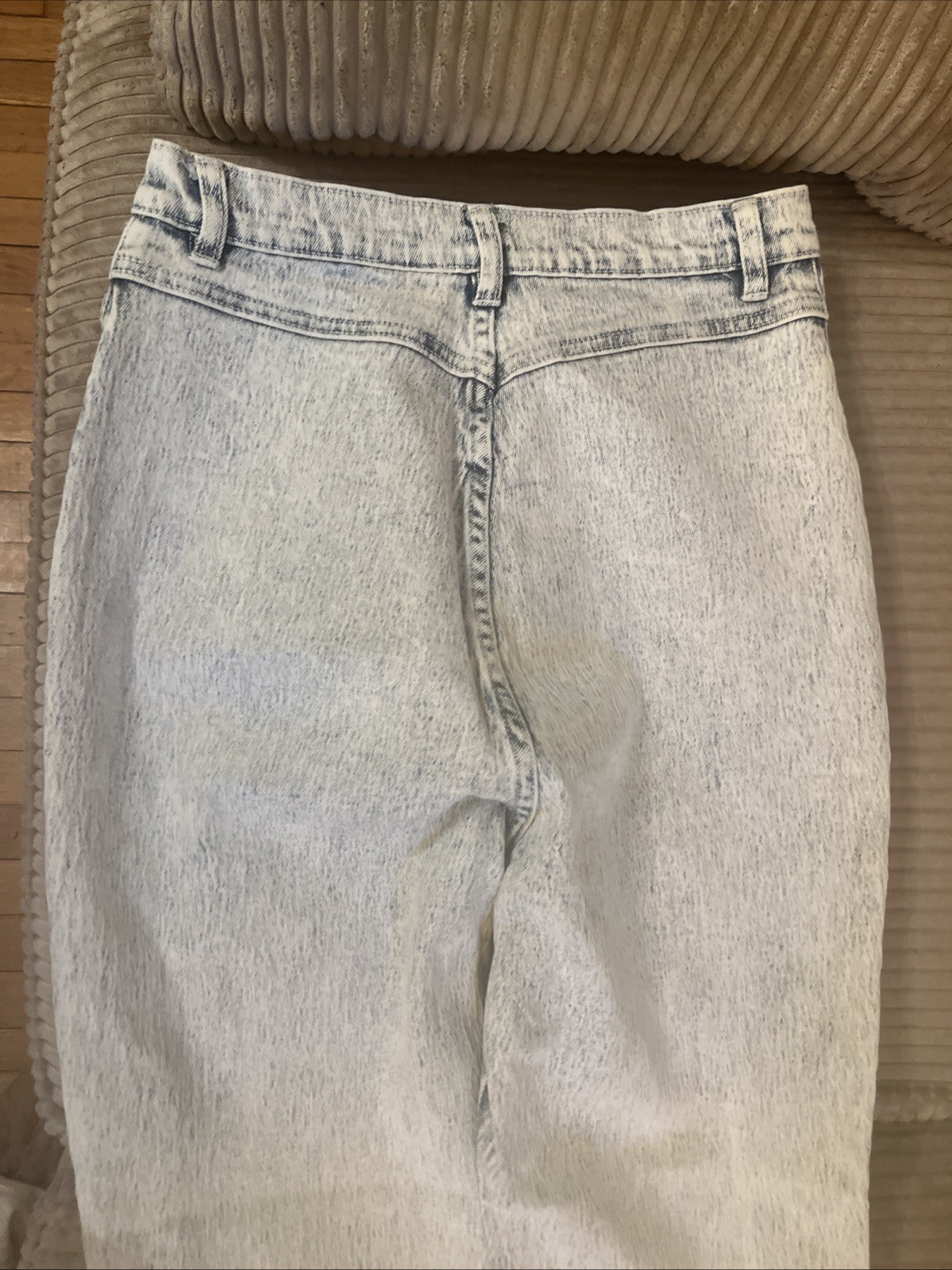 Stefano International Acid Wash High Waisted Stretch Jeans Open Braid Down Leg