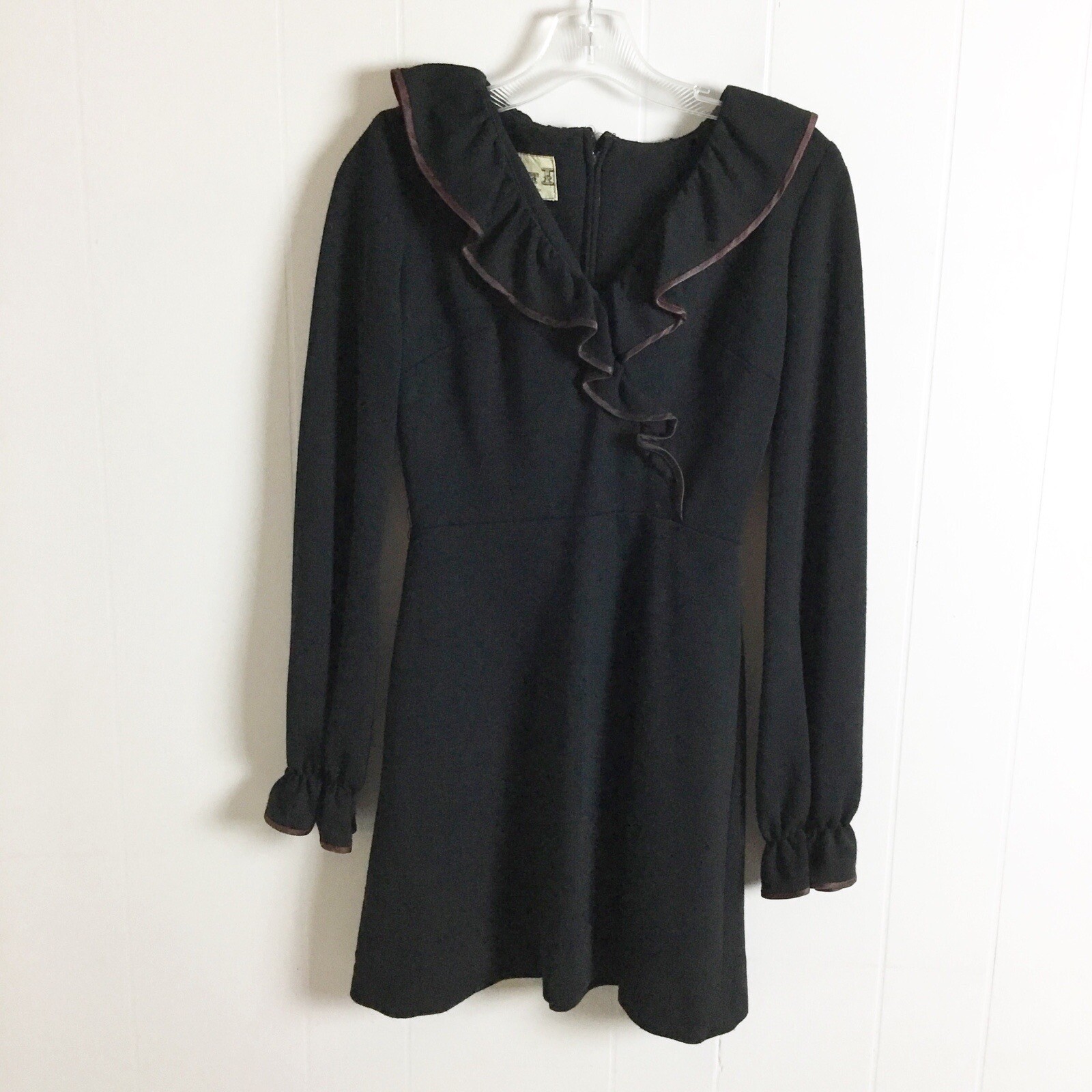 Vintage 80s ACT I New York Black With Maroon￼ Dress – Size 5 Ruffles