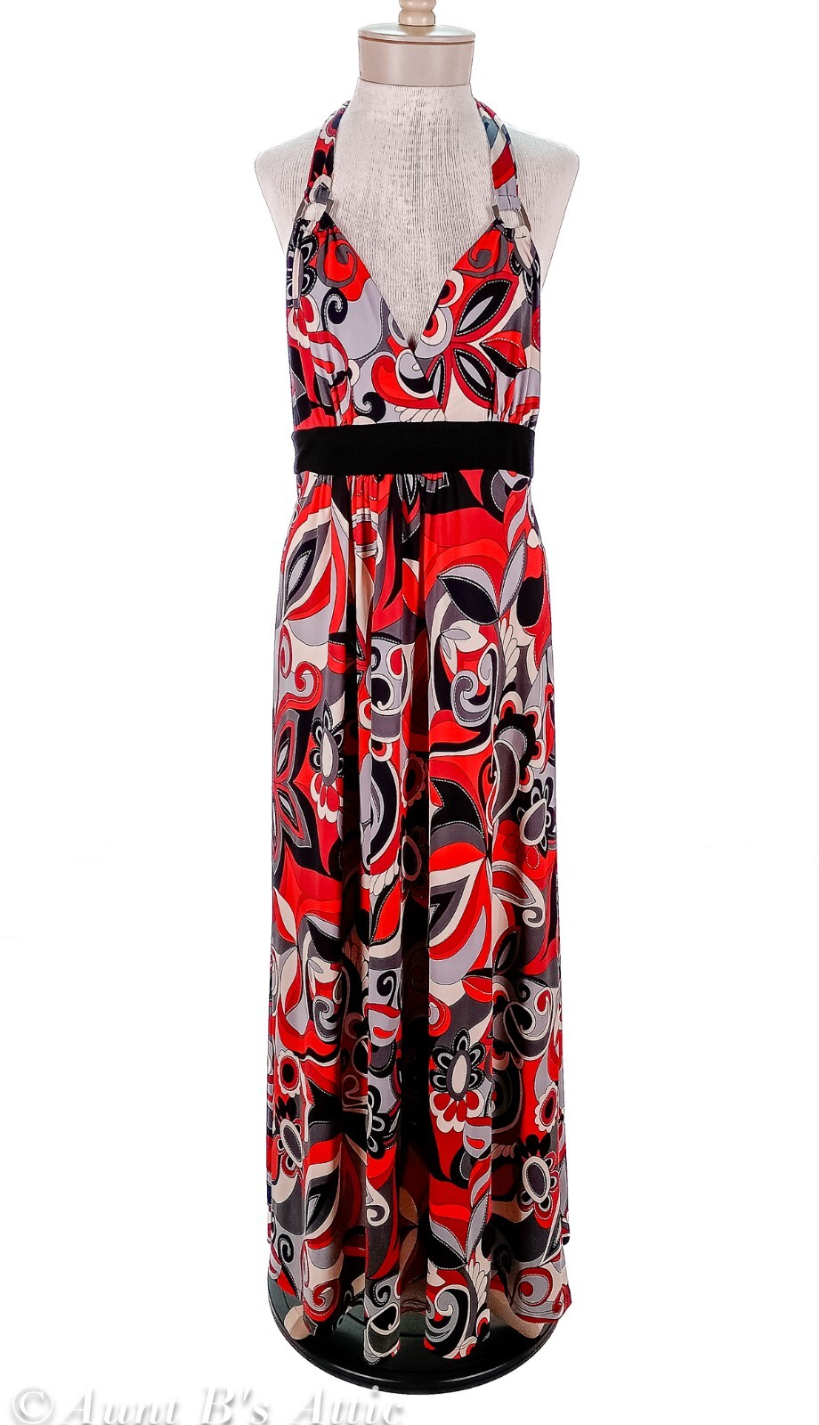 Maxi Dress Cool Casual Halter Style Multi Color Abstract Floral Poly/Spandex XL