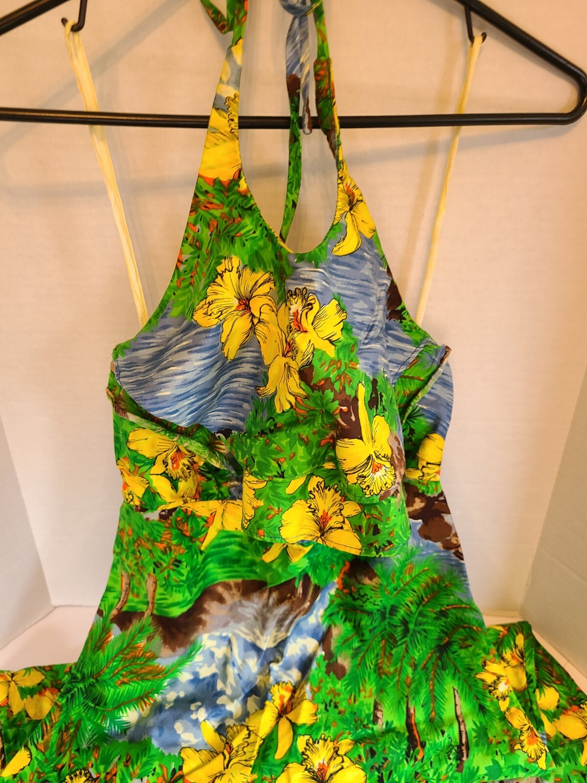 Vintage Summer Vacation Dress Pacific Isle Creations Long Length Tropical Light