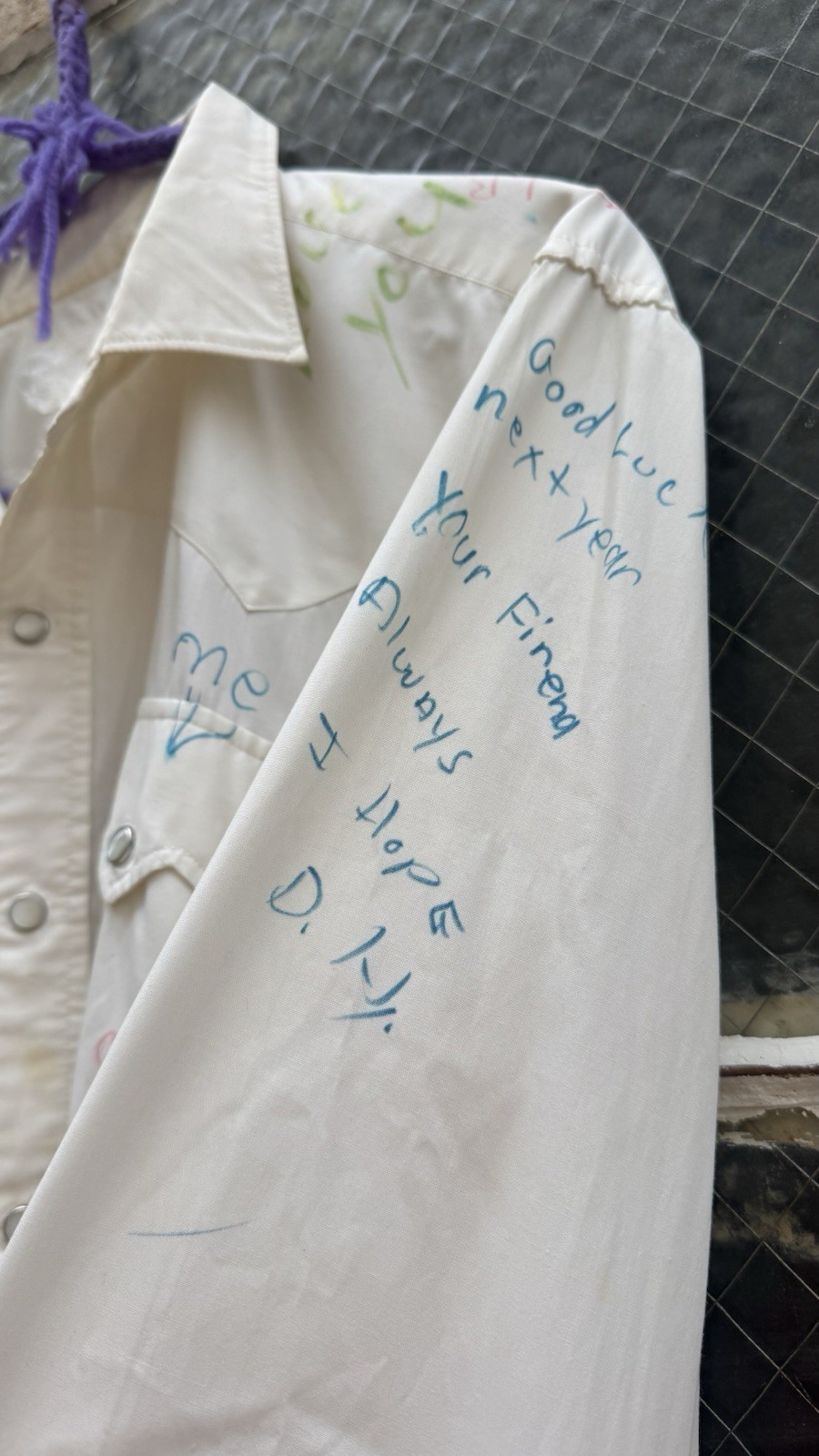 Vintage 1950s Autograph Shirt Cowboy Pearl Buttons Hand Written H Bar C OOAK