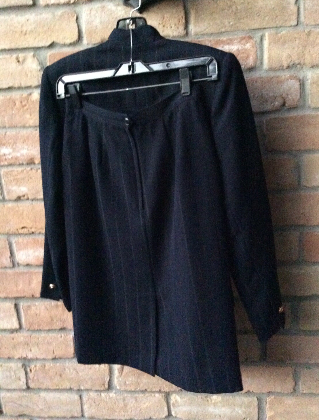 VTG 80s Kasper ASL Blue Pinstripe Pencil Skirt Power Suit 2 Pc Sz 2/4? PETITE