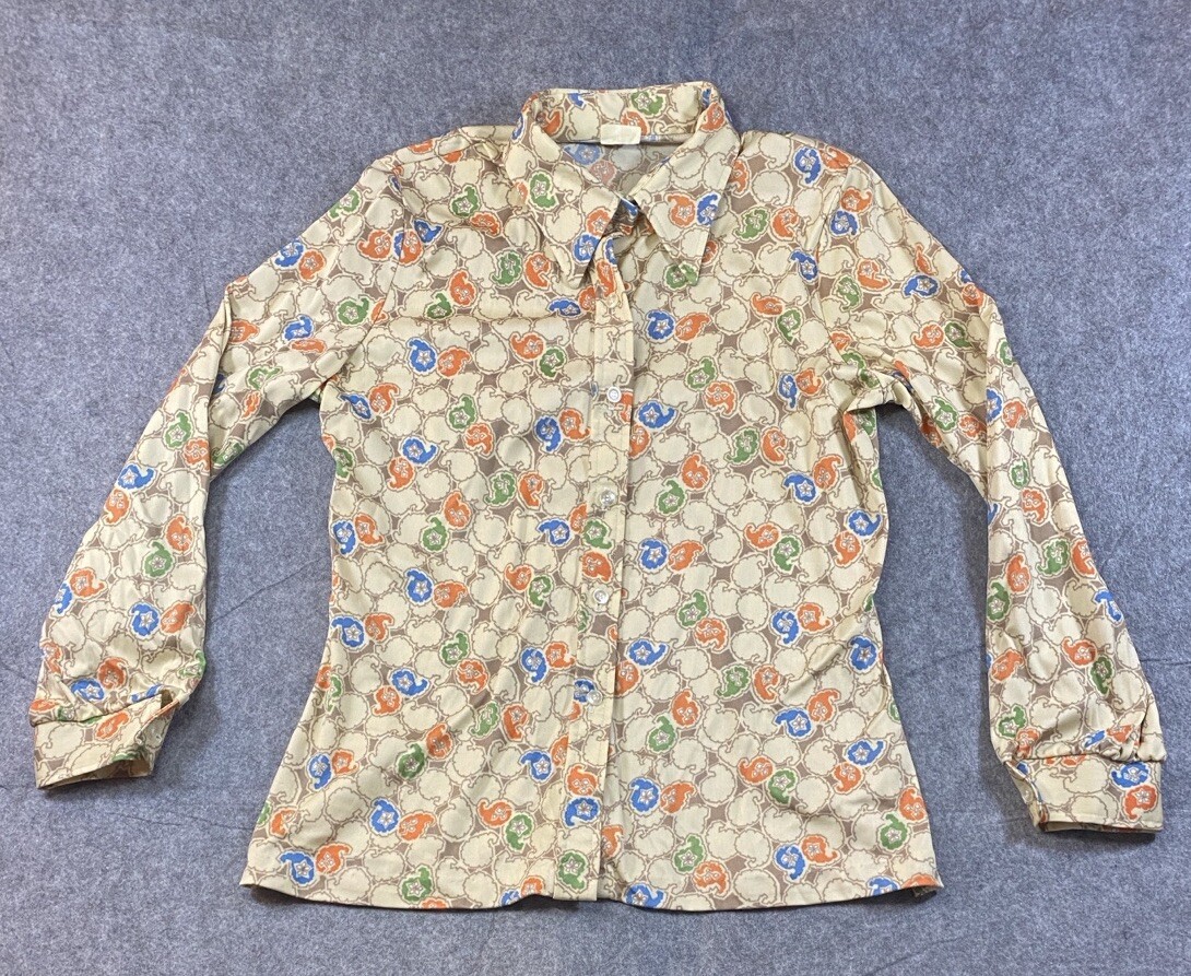 VTG Sears Roebuck And Co. Shirt Womens Medium? 70s Paisley Button Up Long Sleeve