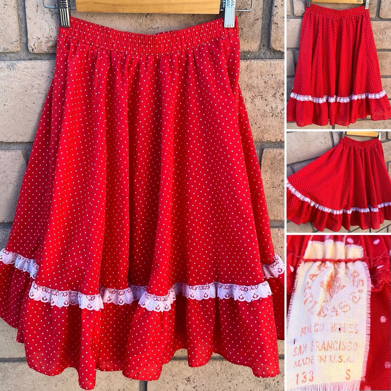 Vtg Partners Please Malco Modes Red Polka Dot Prairie Western Square Dance Skirt