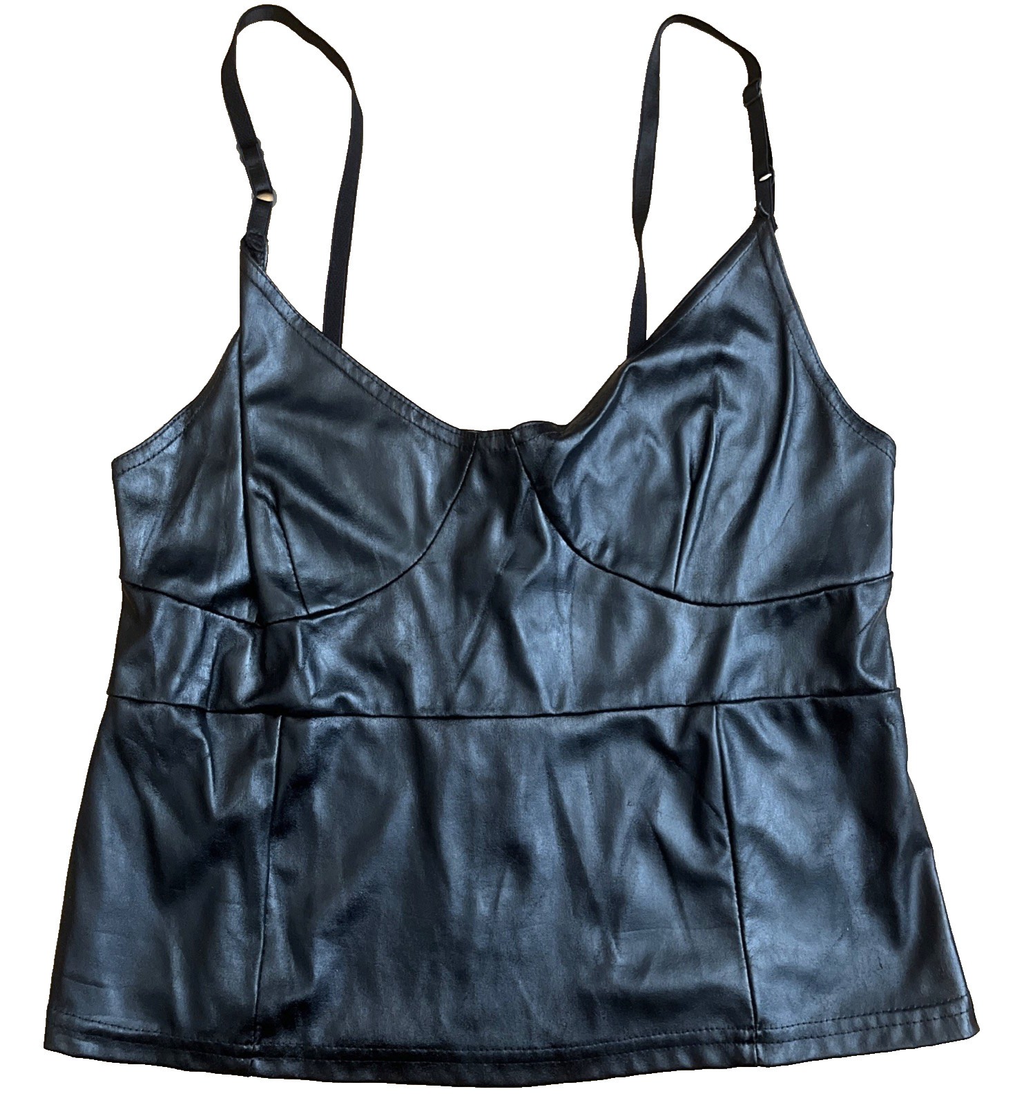 Serious Clothing 90s Y2K Faux Leather Bustier Top – Vintage Clubwear Women’s L