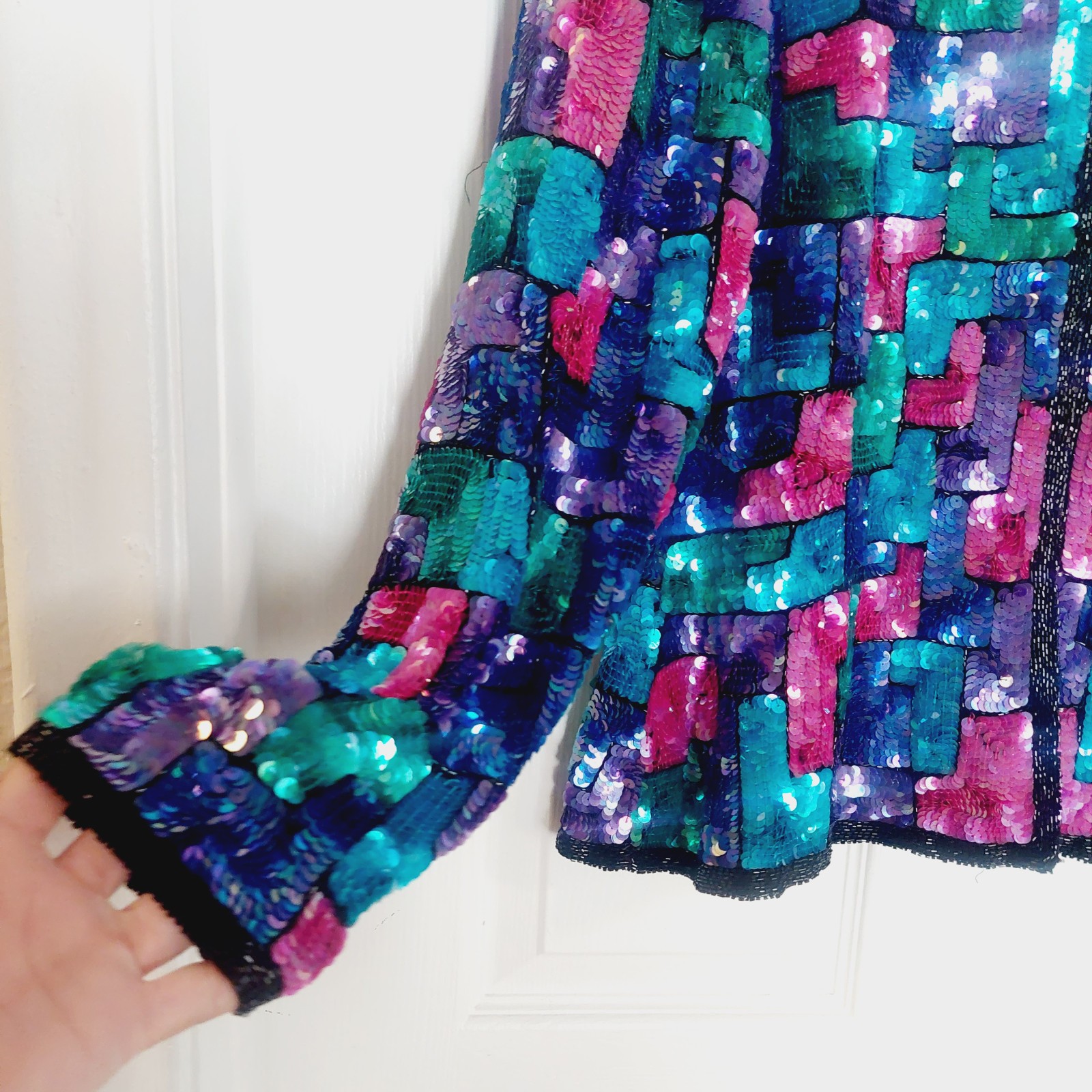 Stenay Vintage 80’s Sequined Embellished Silk Women’s XL Jacket Coctail Blazer